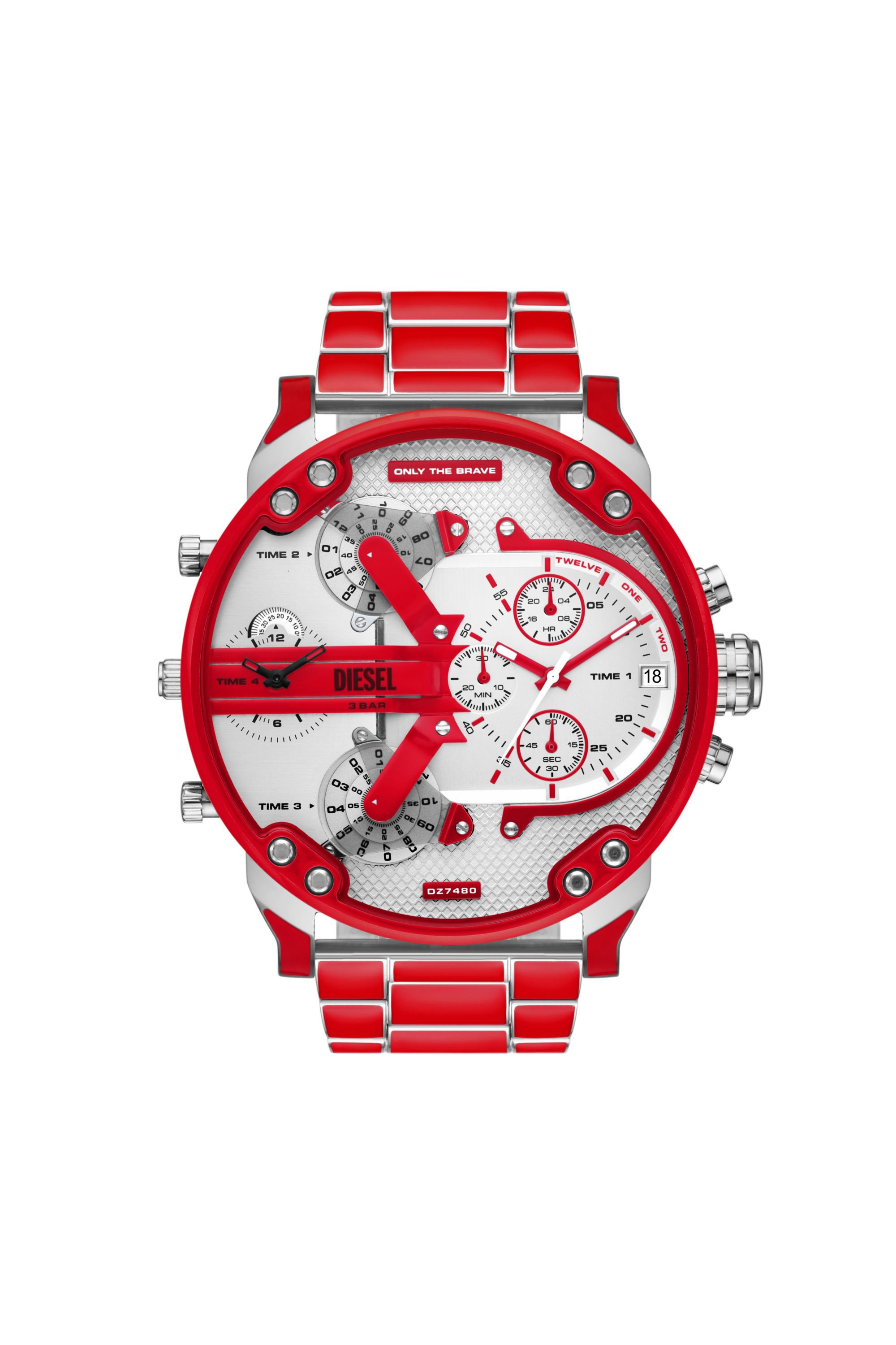 Diesel - DZ7480, Man Mr. Daddy 2.0 red enamel and stainless steel watch in Red - Image 1