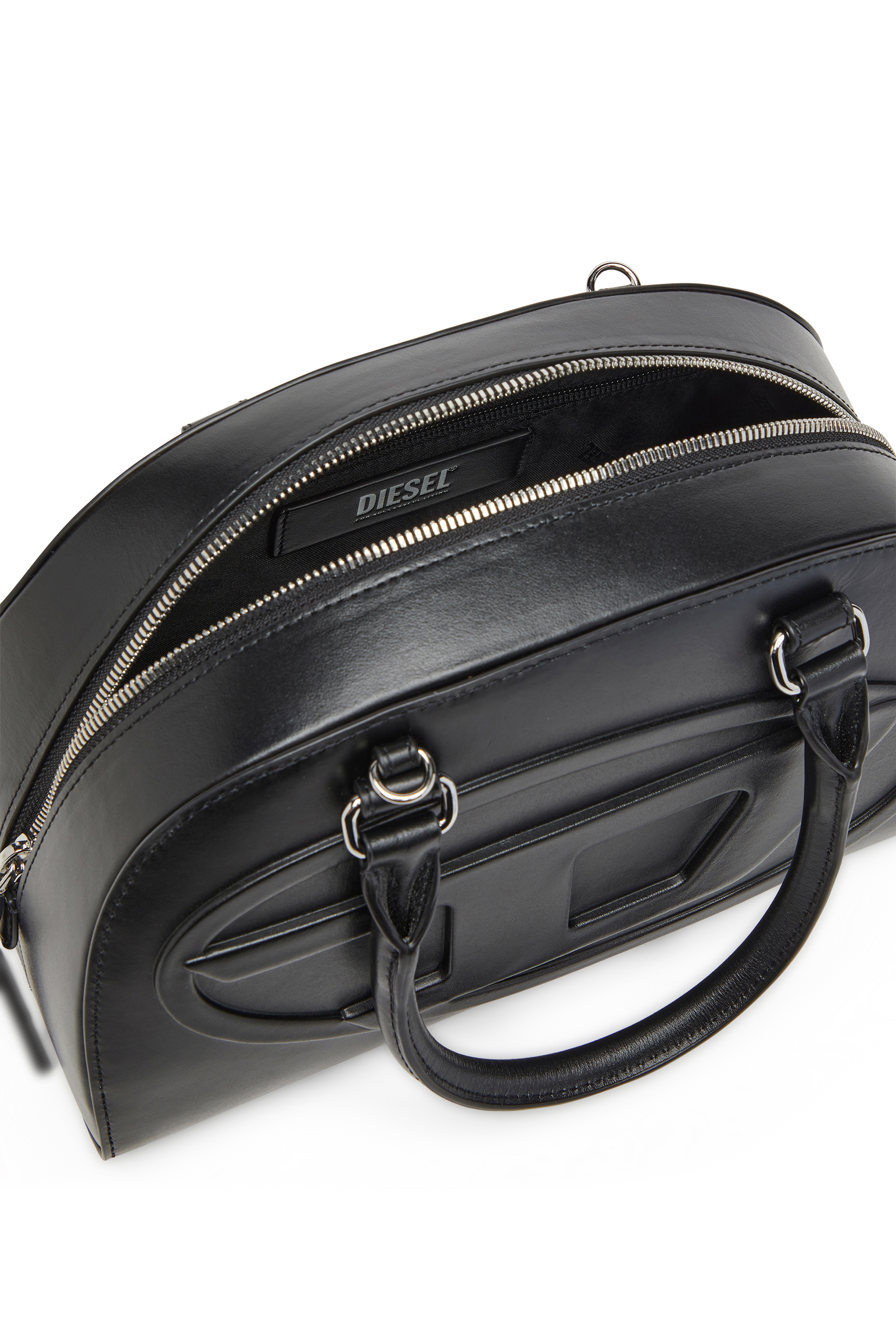Diesel - 1DR DOME TOP HANDLE, Woman's Leather bowling bag in Black - 4