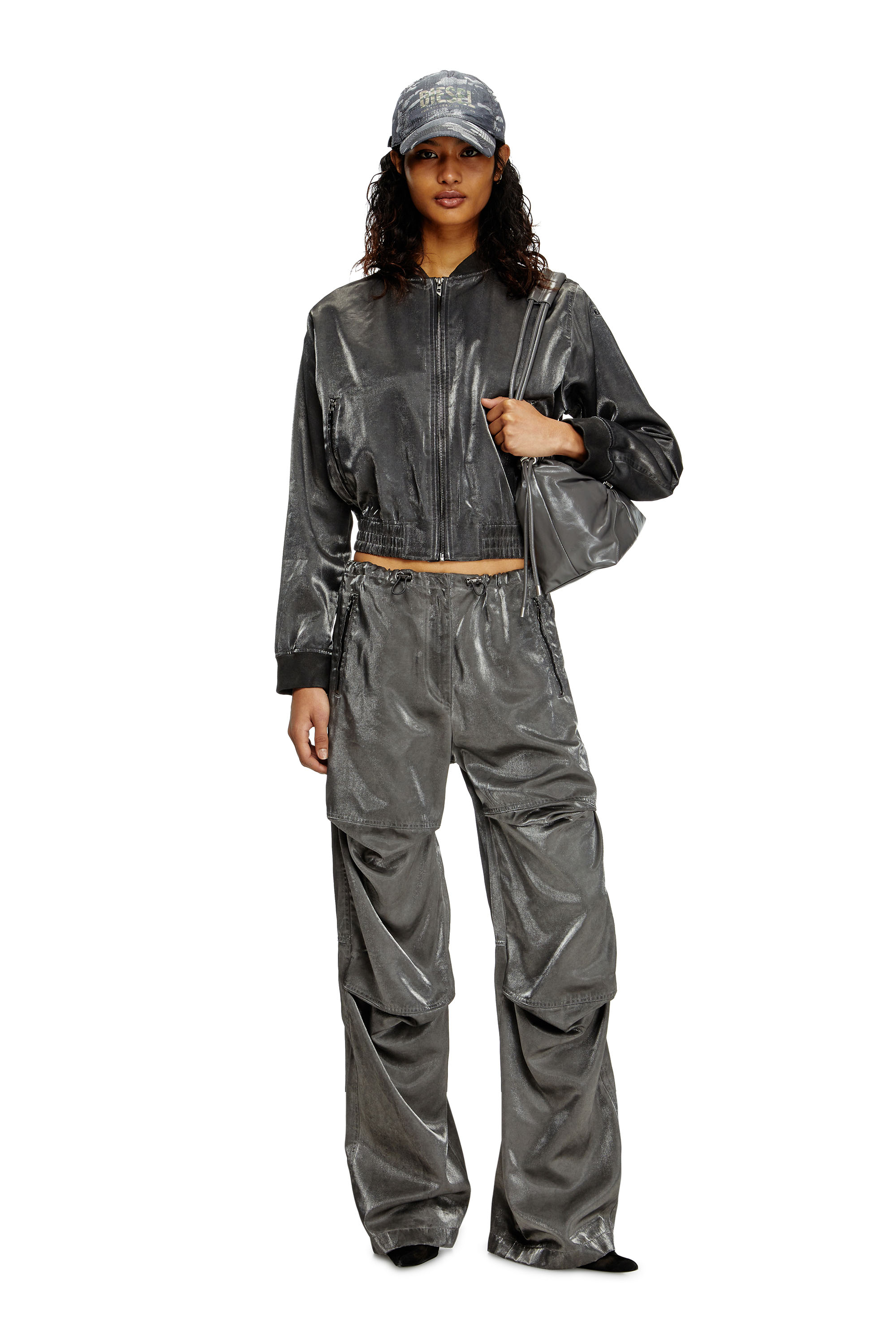 Diesel - P-RODIGE, Woman's Satin cargo pants in null - 2