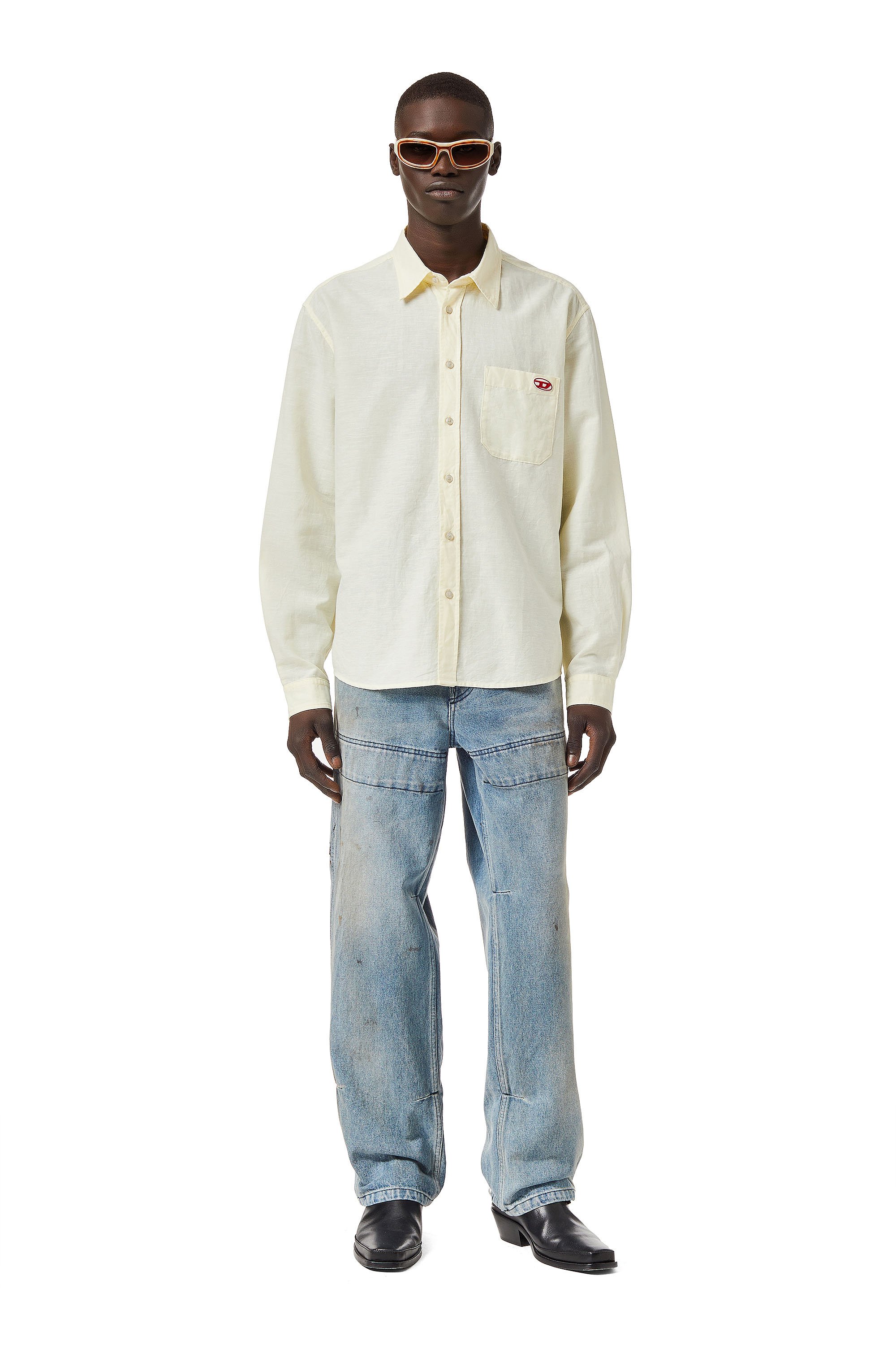 Hombre Ropa de Camisetas y polos de Camisetas de manga larga Camiseta DIESEL de Algodón de color Blanco para hombre 