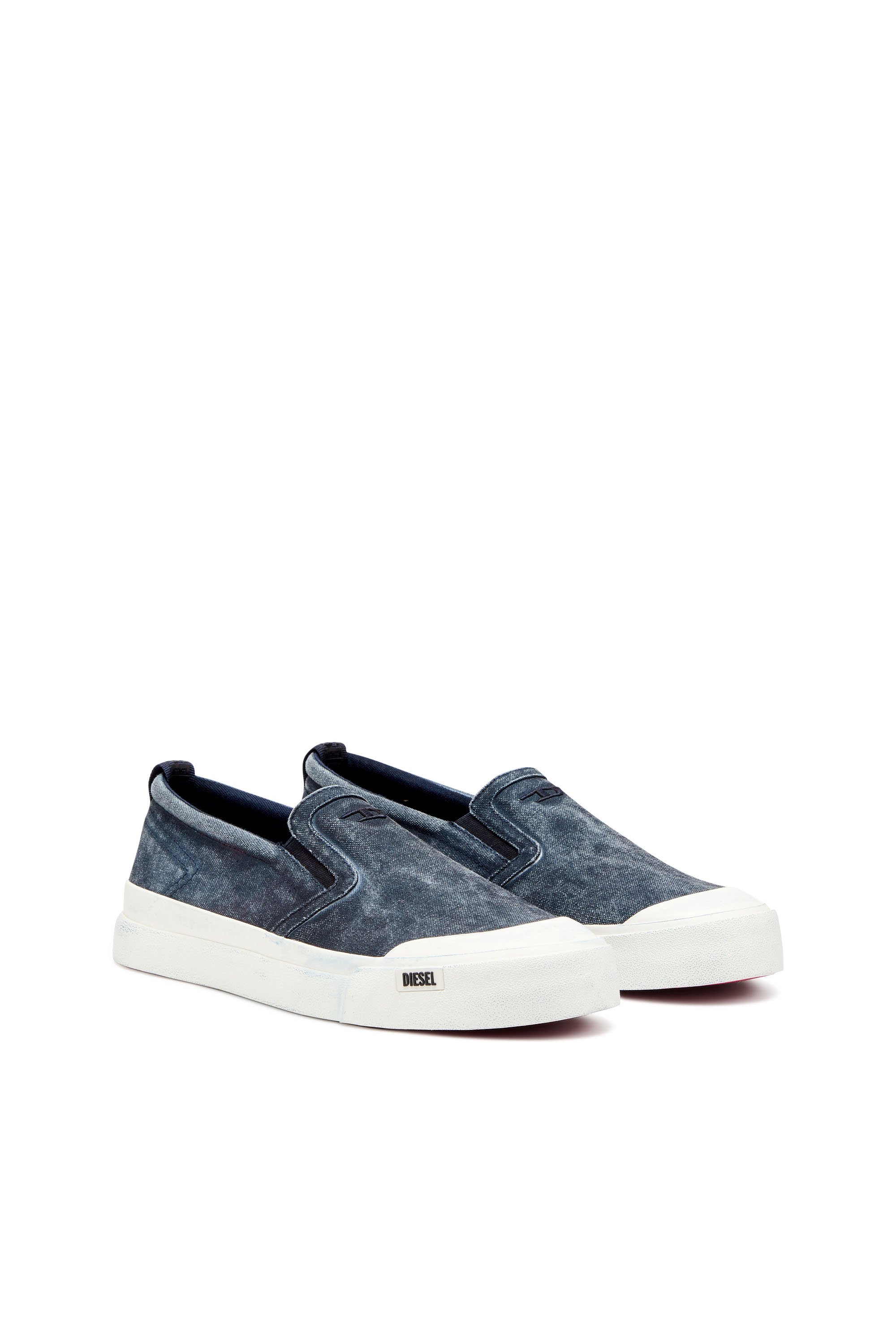 Diesel - S-ATHOS SLIP ON, Man Canvas slip-on sneakers with D embroidery in Blue - Image 2