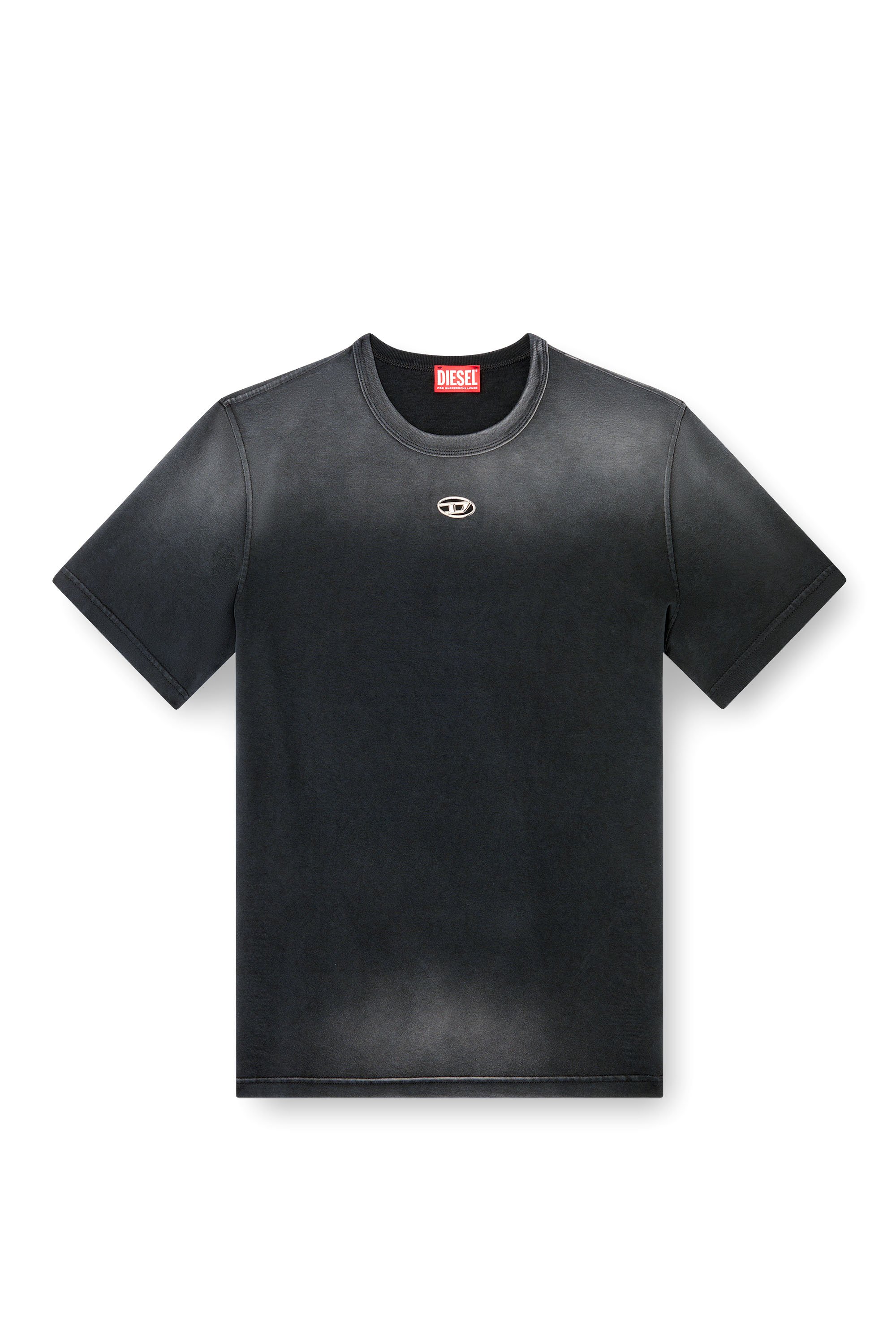 Diesel - T-ADJUST-T1, Camiseta desteñida con recorte Oval D Hombre in Negro - 3