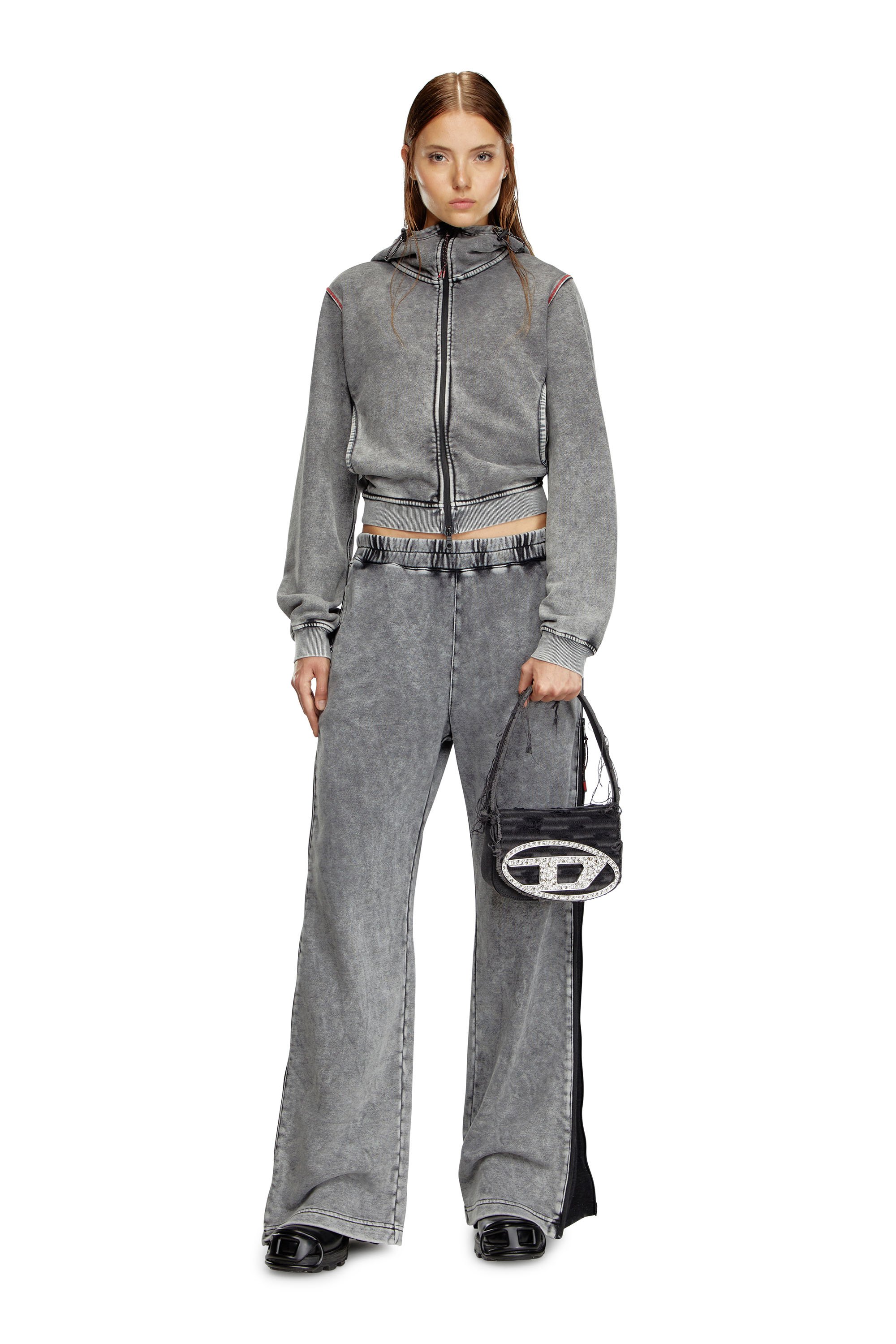 Diesel - 1DR, 1DR-Bolso de hombro icónico de lona y cuero Mujer in Negro - 2
