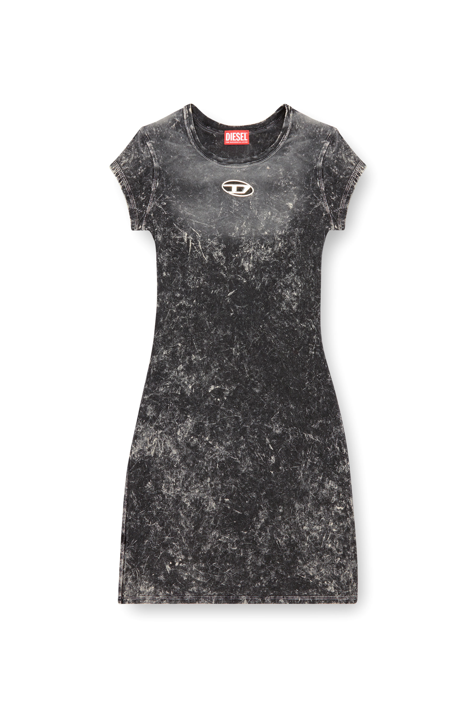 Diesel - D-ANGIEL-P1, Woman's Short dress in marbled stretch jersey in Dark grey - 5