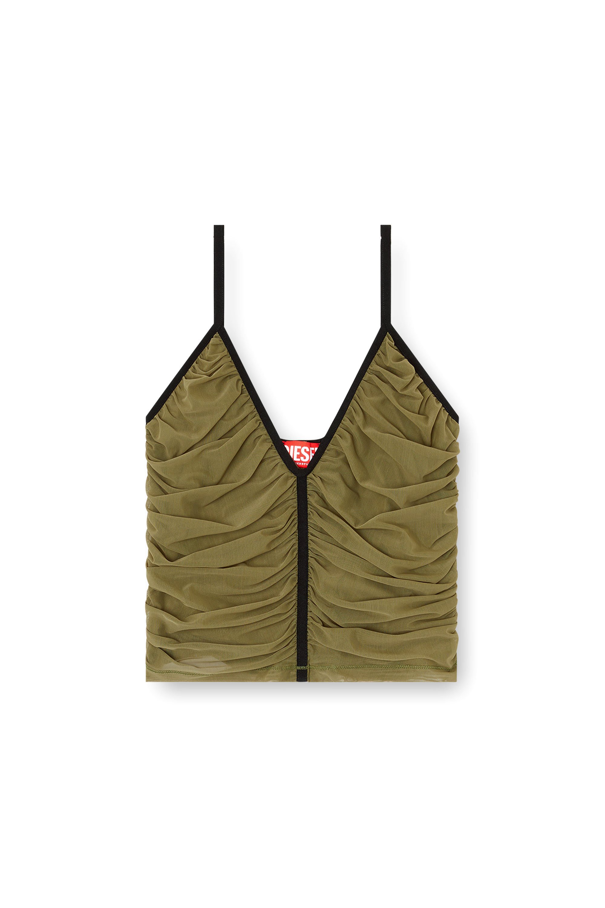 Diesel - T-AIKY, Woman's Gathered strappy top in Olive Green - 4