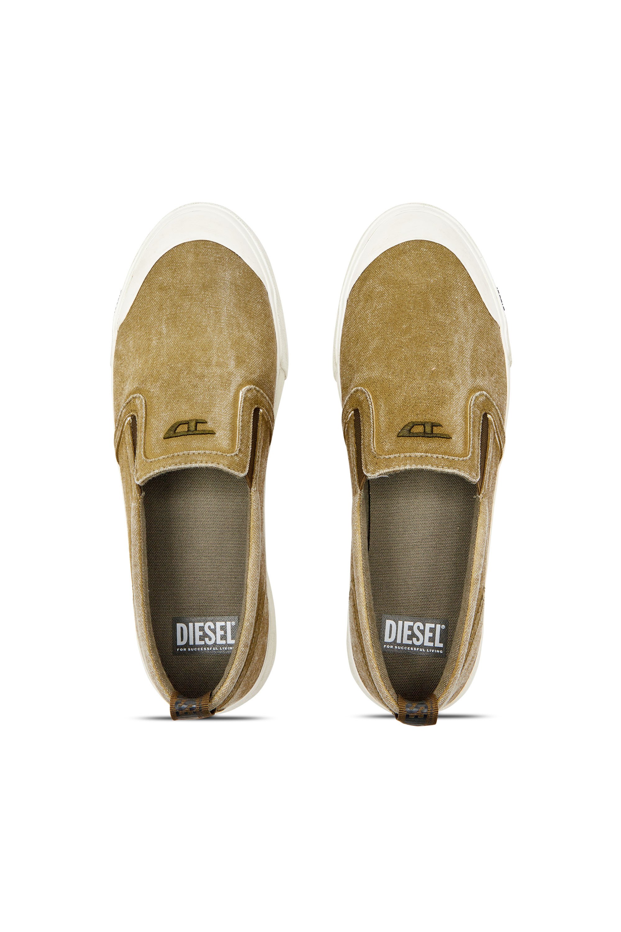 Diesel - S-ATHOS SLIP ON, Man Canvas slip-on sneakers with D embroidery in Brown - Image 5