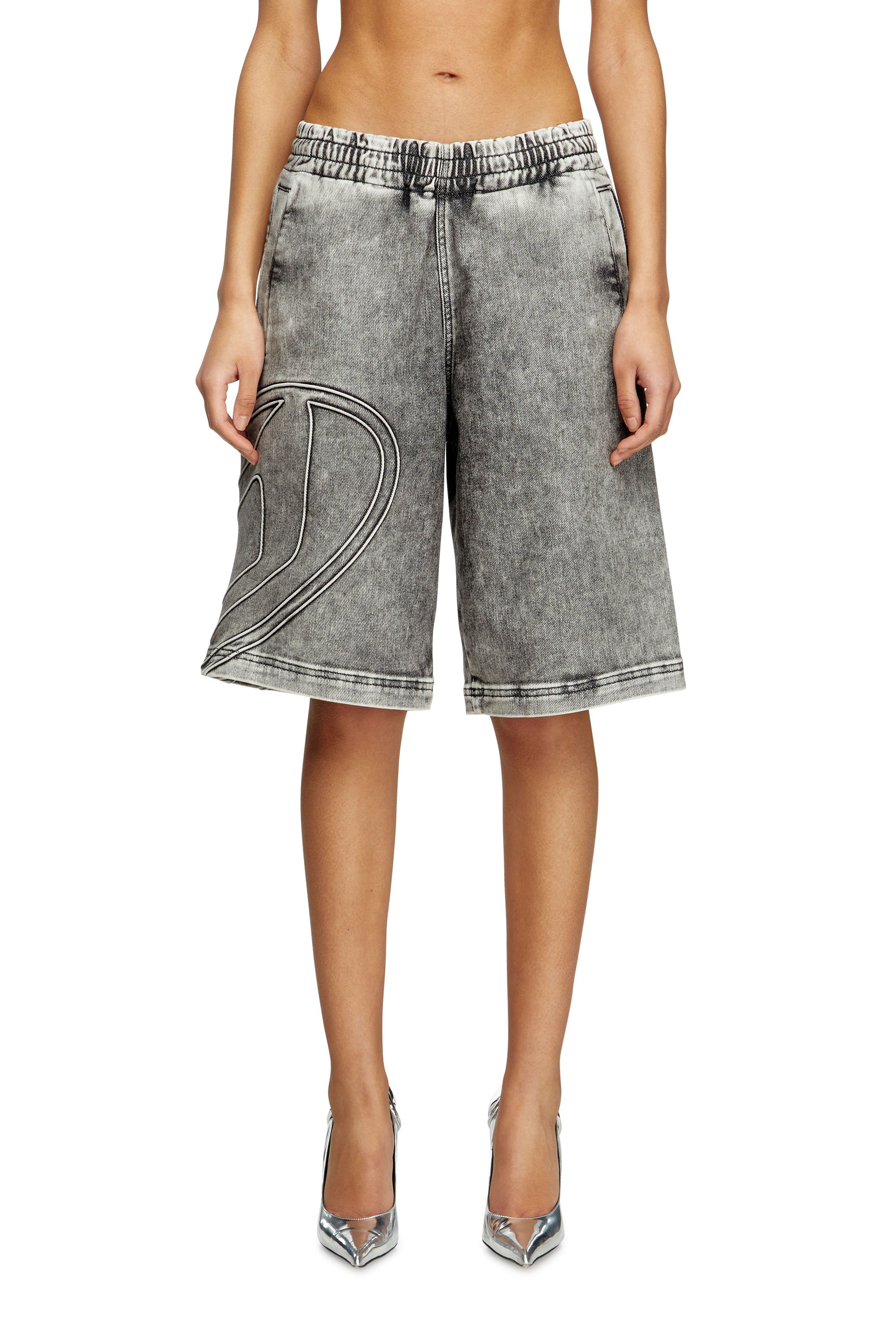 Diesel - D-ENNY-S TRACK, Unisex's Track Denim bermudas with Oval D in Grey - 4