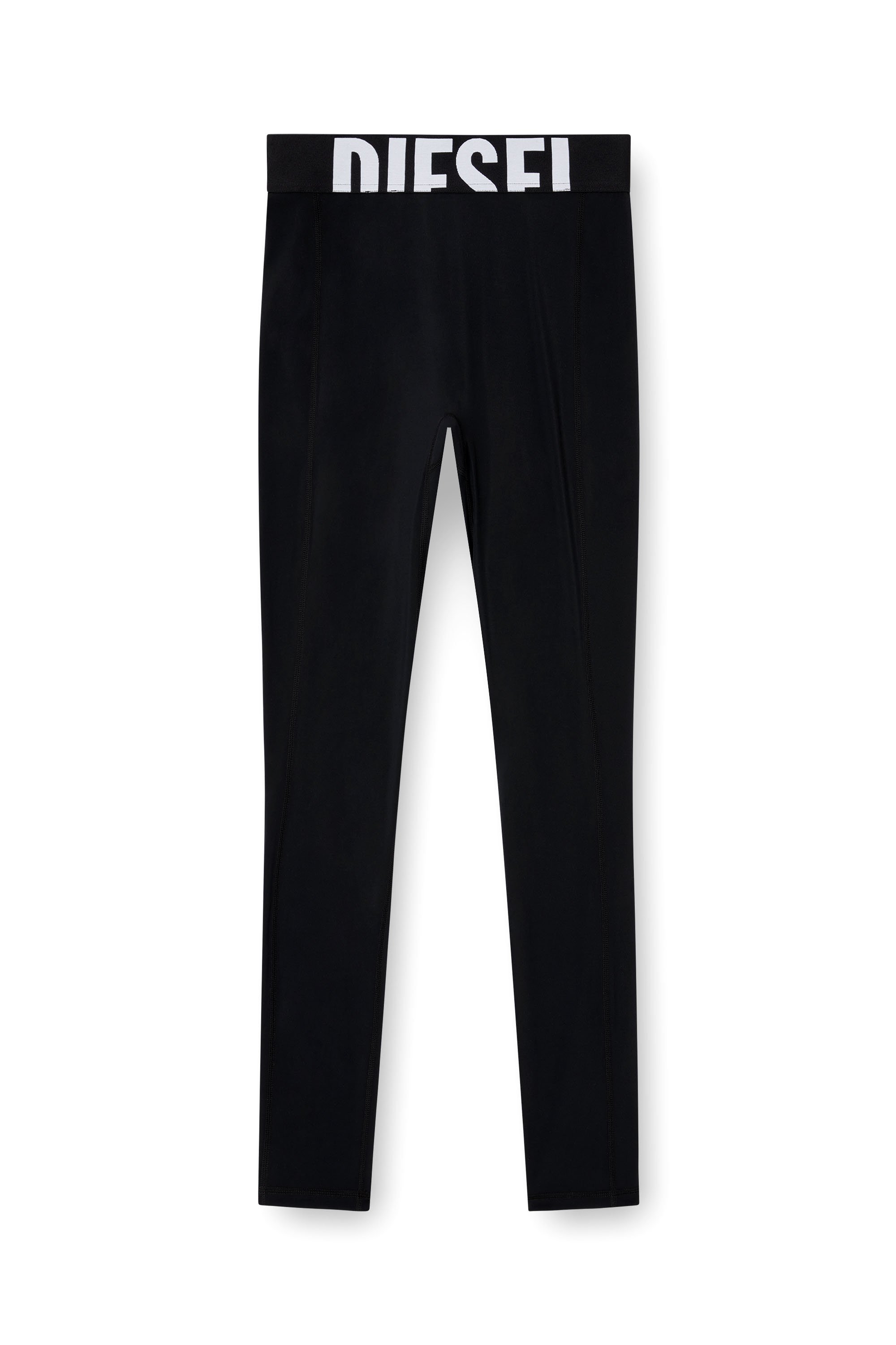 Diesel - ADELINE-D-POP, Woman's Microfibre leggings with cut-off logo in Black - 3