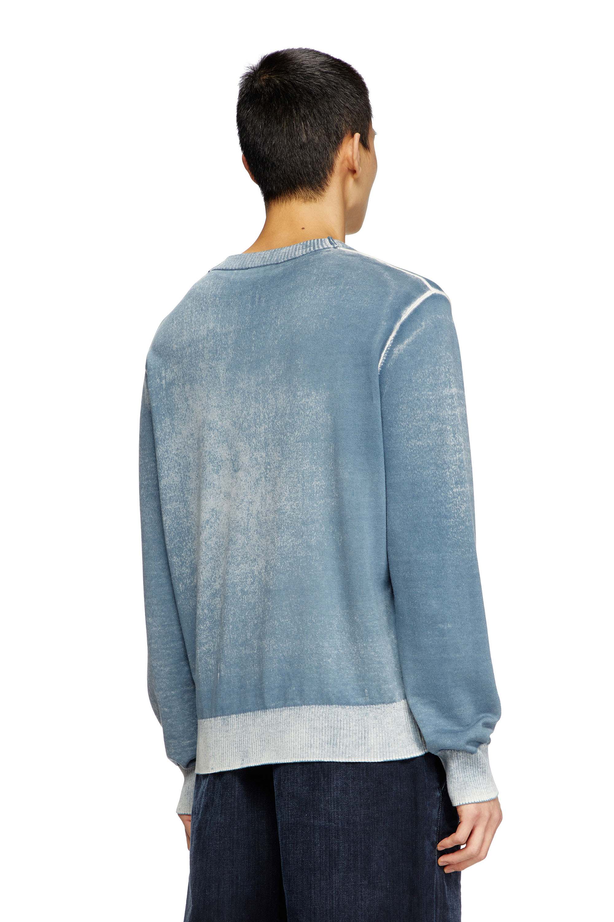 Diesel - K-LARENCE-B, Man's Reverse-print cotton jumper in Light Blue - 3