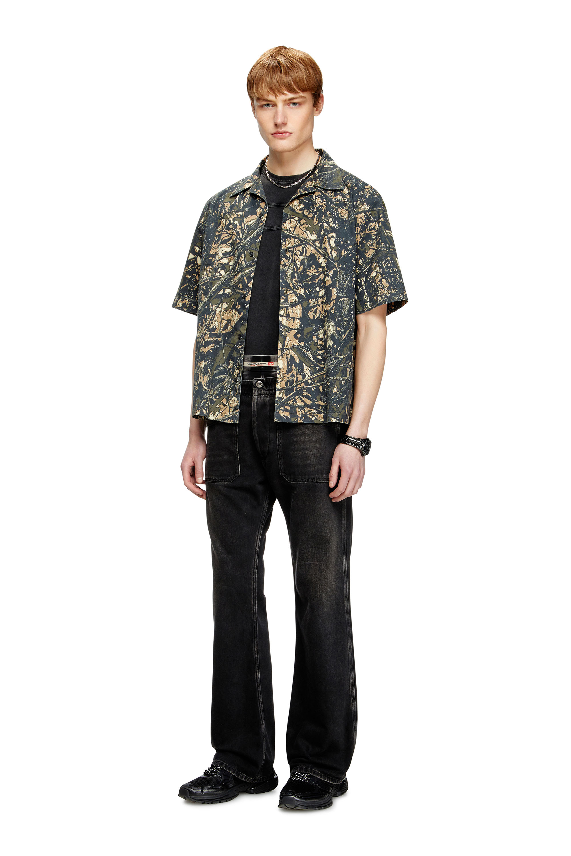 Dimmoire Crash × PO ブラック Men's Bootcut Jeans | Black/Dark grey | Diesel D-Moorix