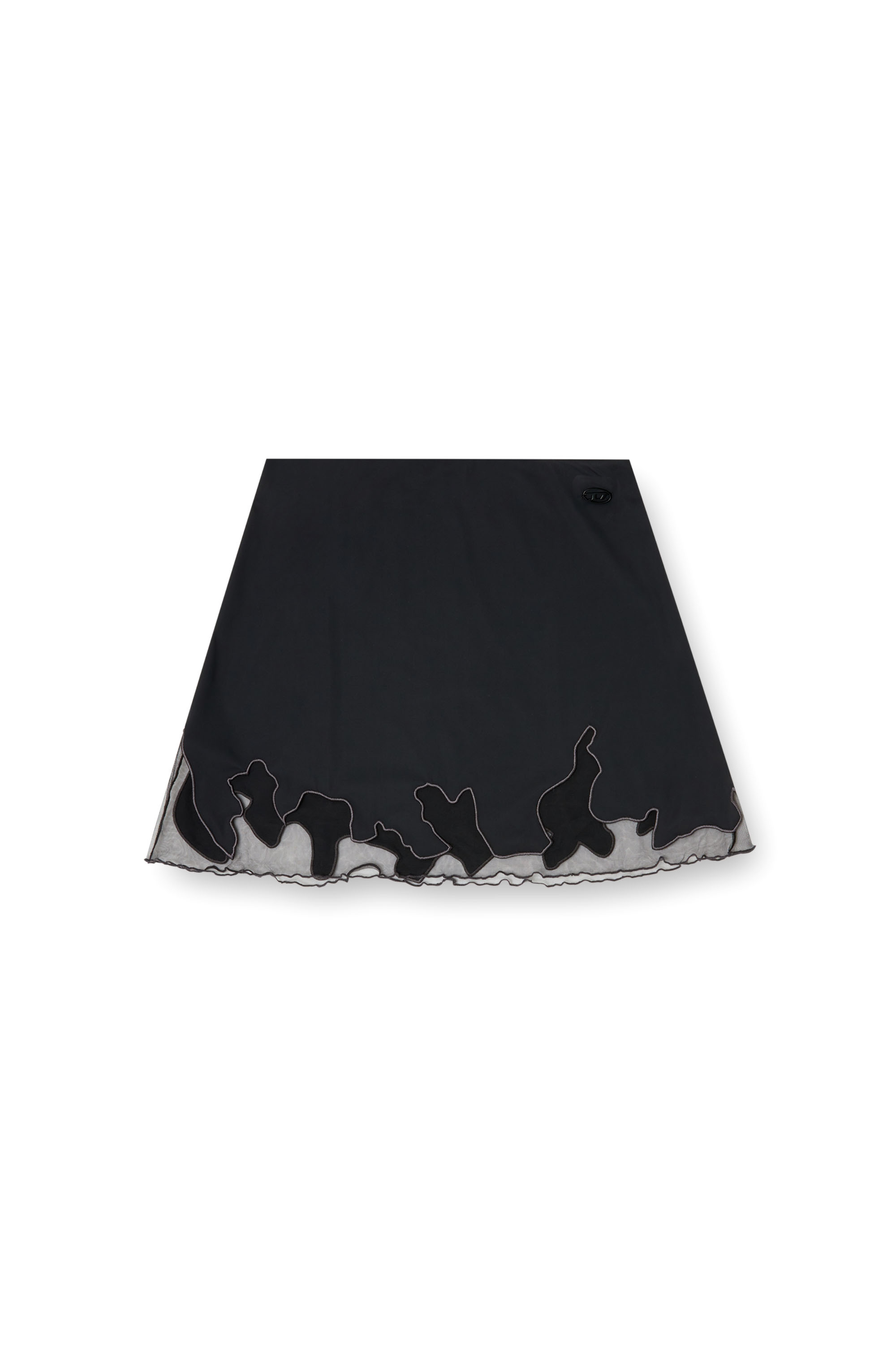 Diesel - O-LANE-R1, Minifalda de nailon con inserto de tul Mujer in Negro - 3
