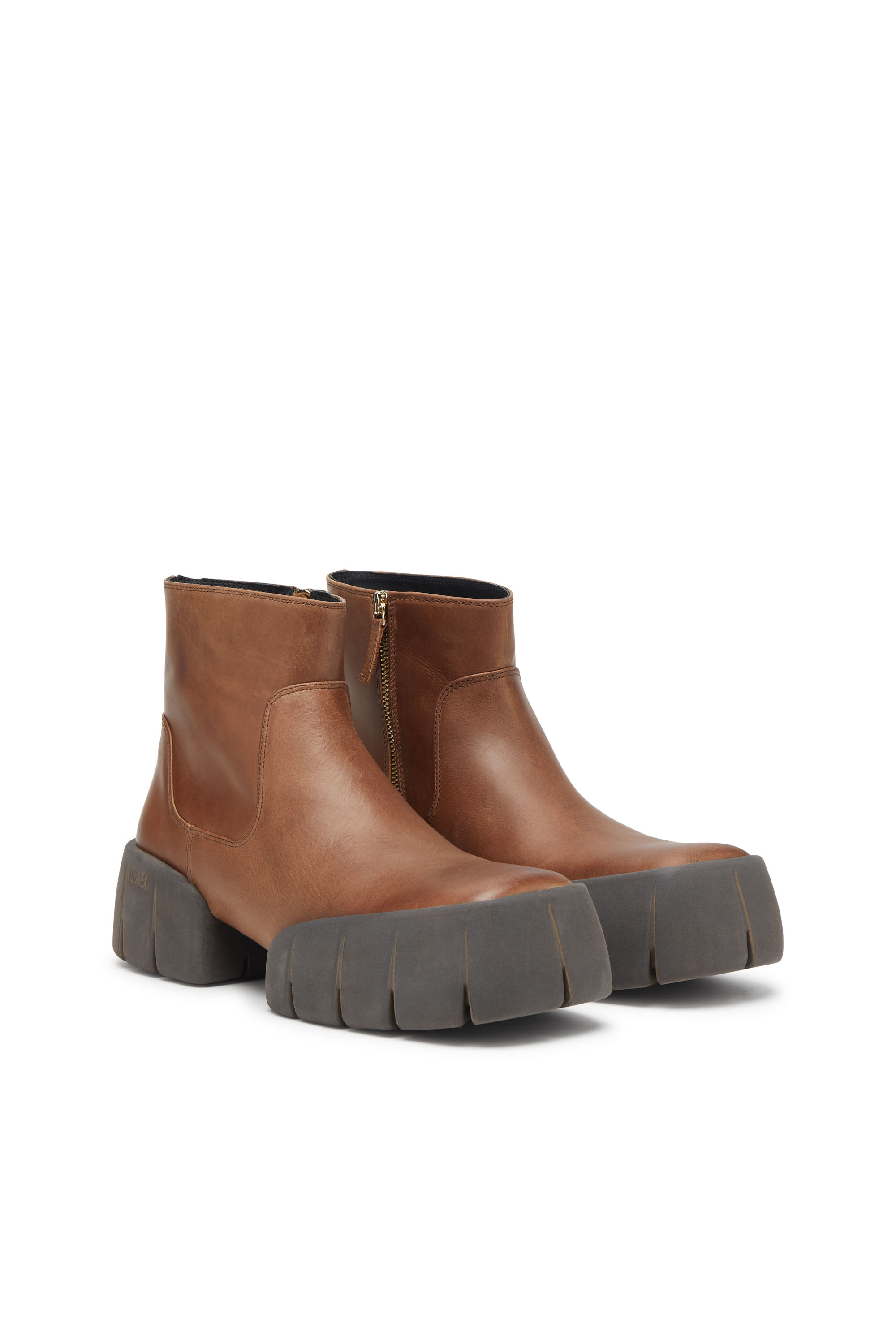 Diesel - D-TEX BT, Botas de cuero encerado hasta el tobillo con suela partida Hombre in Marrón - 3