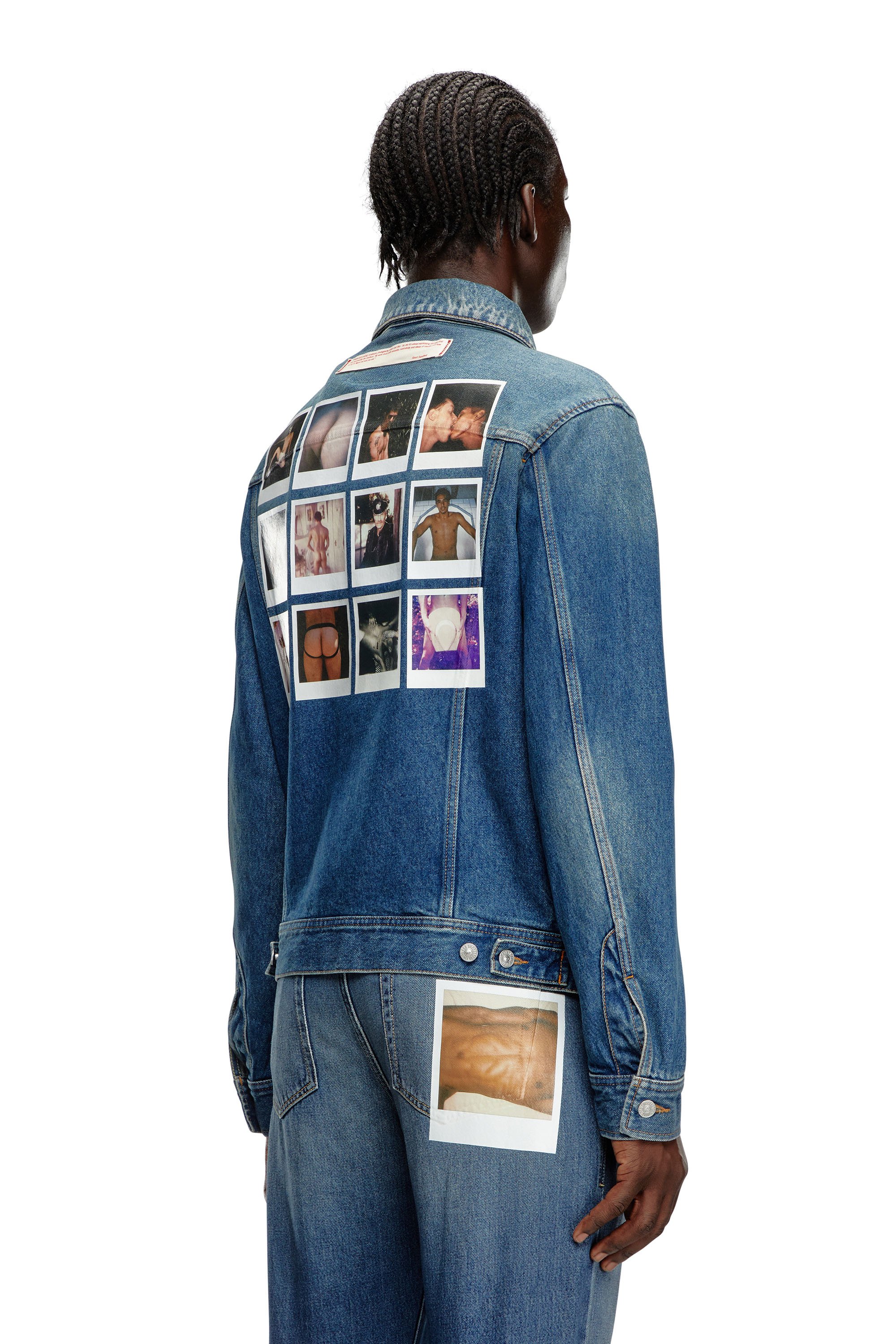 Diesel - PR-D-BARCY, Unisex's Trucker jacket with polaroid patches in Medium blue - 3