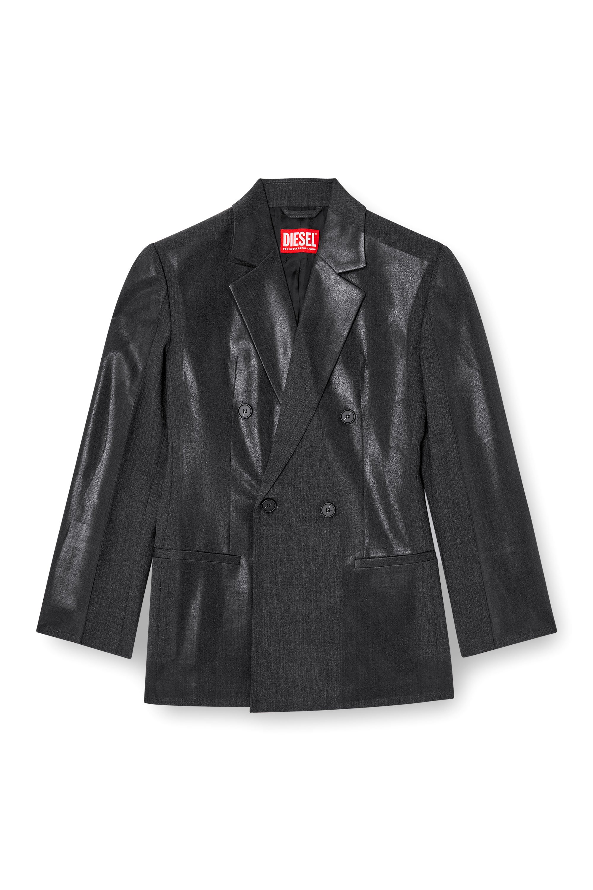 Diesel - G-ALLANT, Blazer de botonadura doble con parte delantera recubierta Mujer in Negro - 3