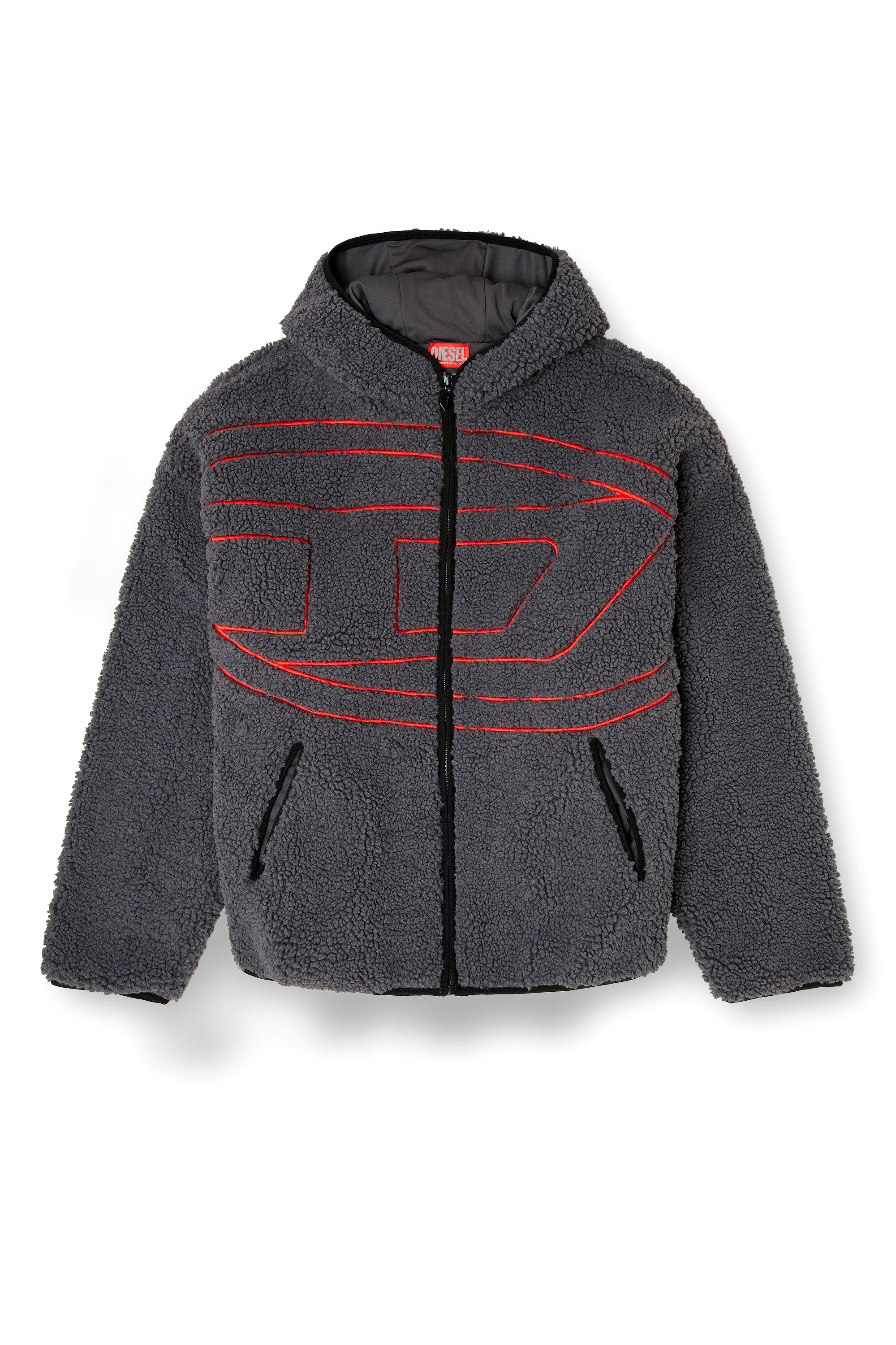 Diesel - S-ZAT, Sudadera de peluche con capucha Hombre in Gris - 3