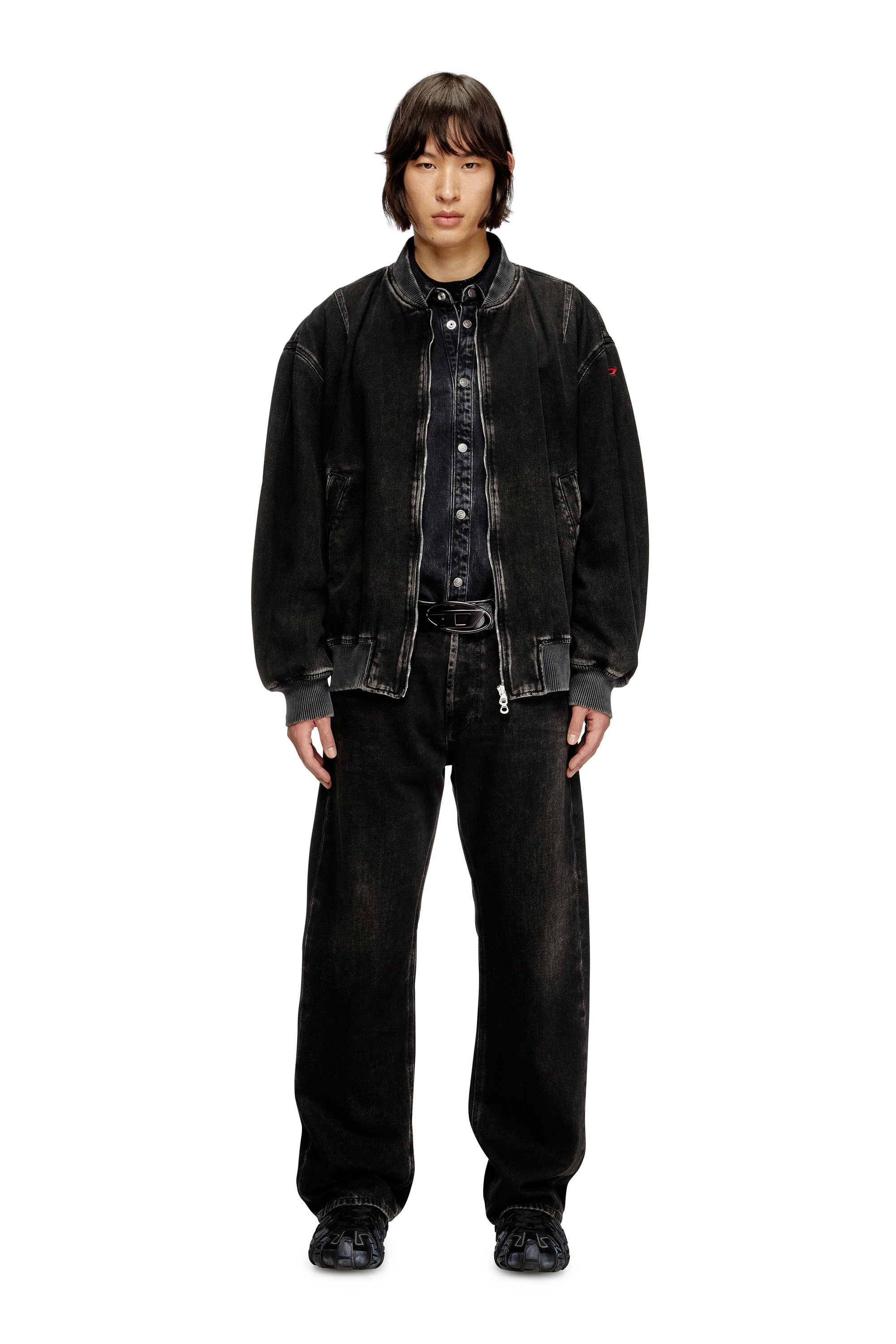 Diesel - D-VINZ, Chaqueta bomber en denim de lavado impecable Hombre in Negro - 2