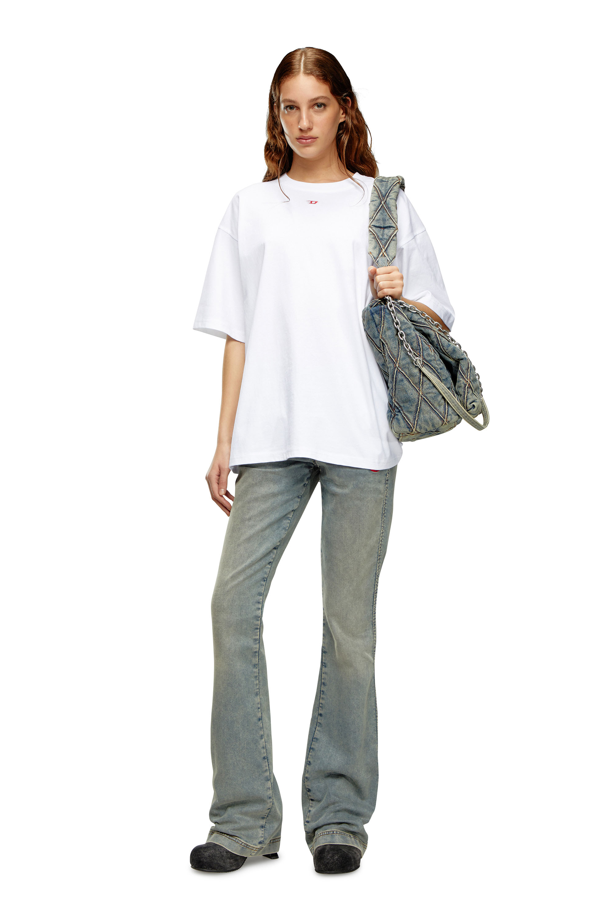 ★DIESEL★TBoxtD A13937 0NIAR 100 Women's T-shirt with embroidered D patch | White | Diesel