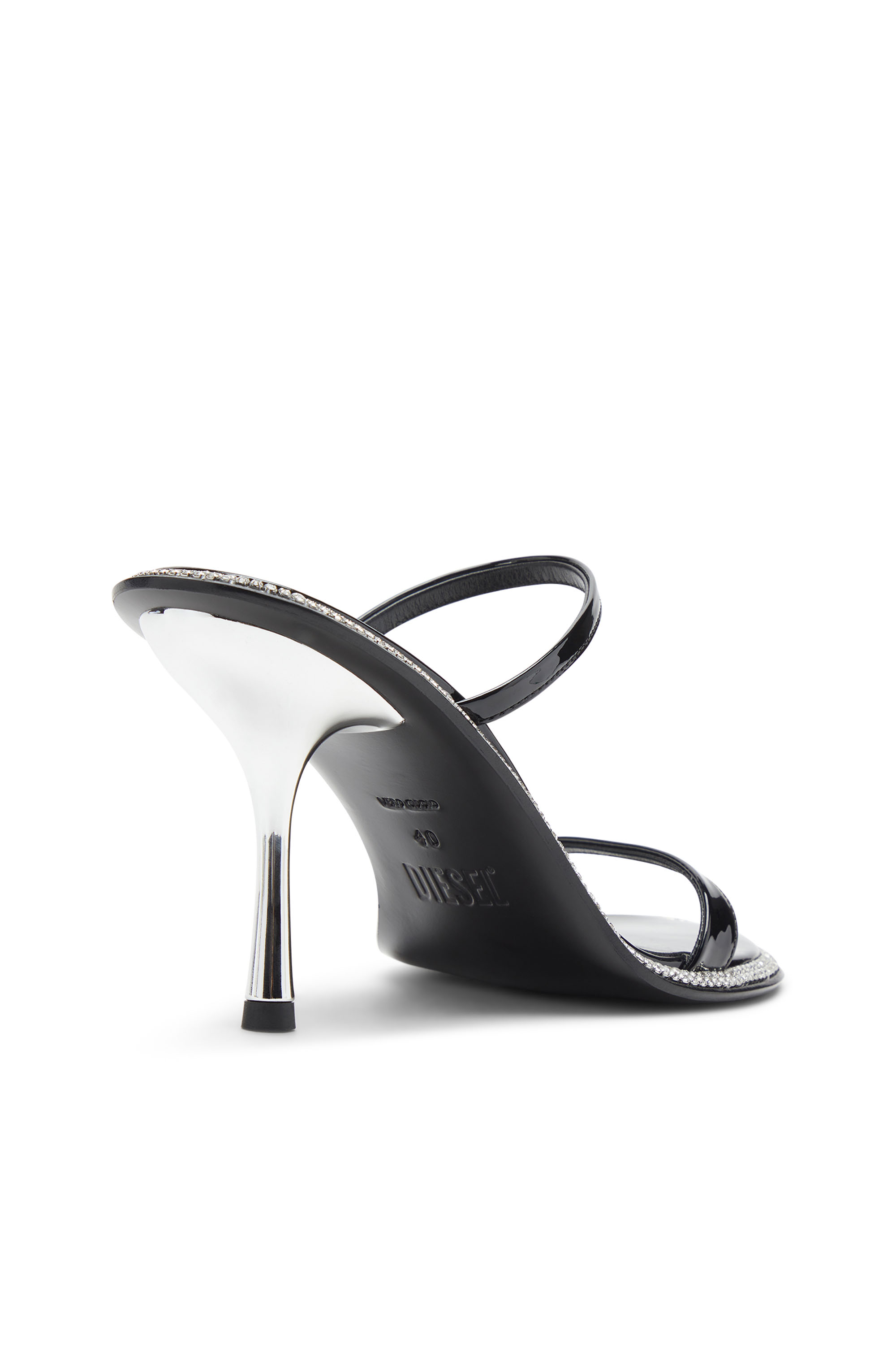 【PORTERNA】Hei round mules Women's D-Havanna-Strappy patent mules with crystals | Black