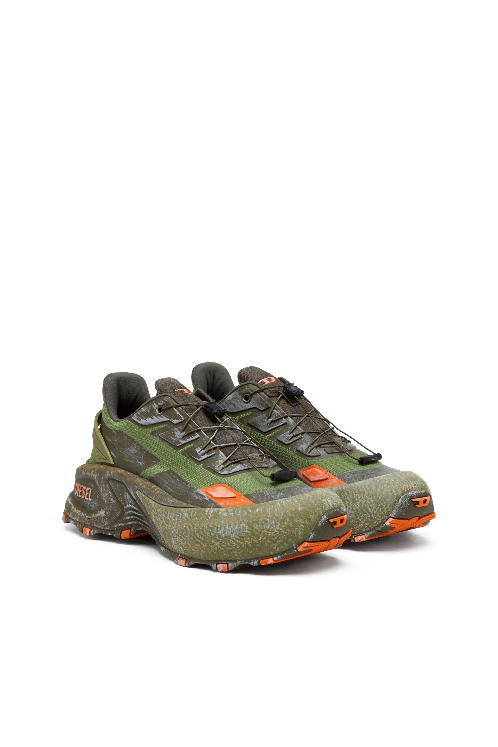 Diesel - D-CAGE RUNNER, Man's Cage sneaker in Green/Orange - 3