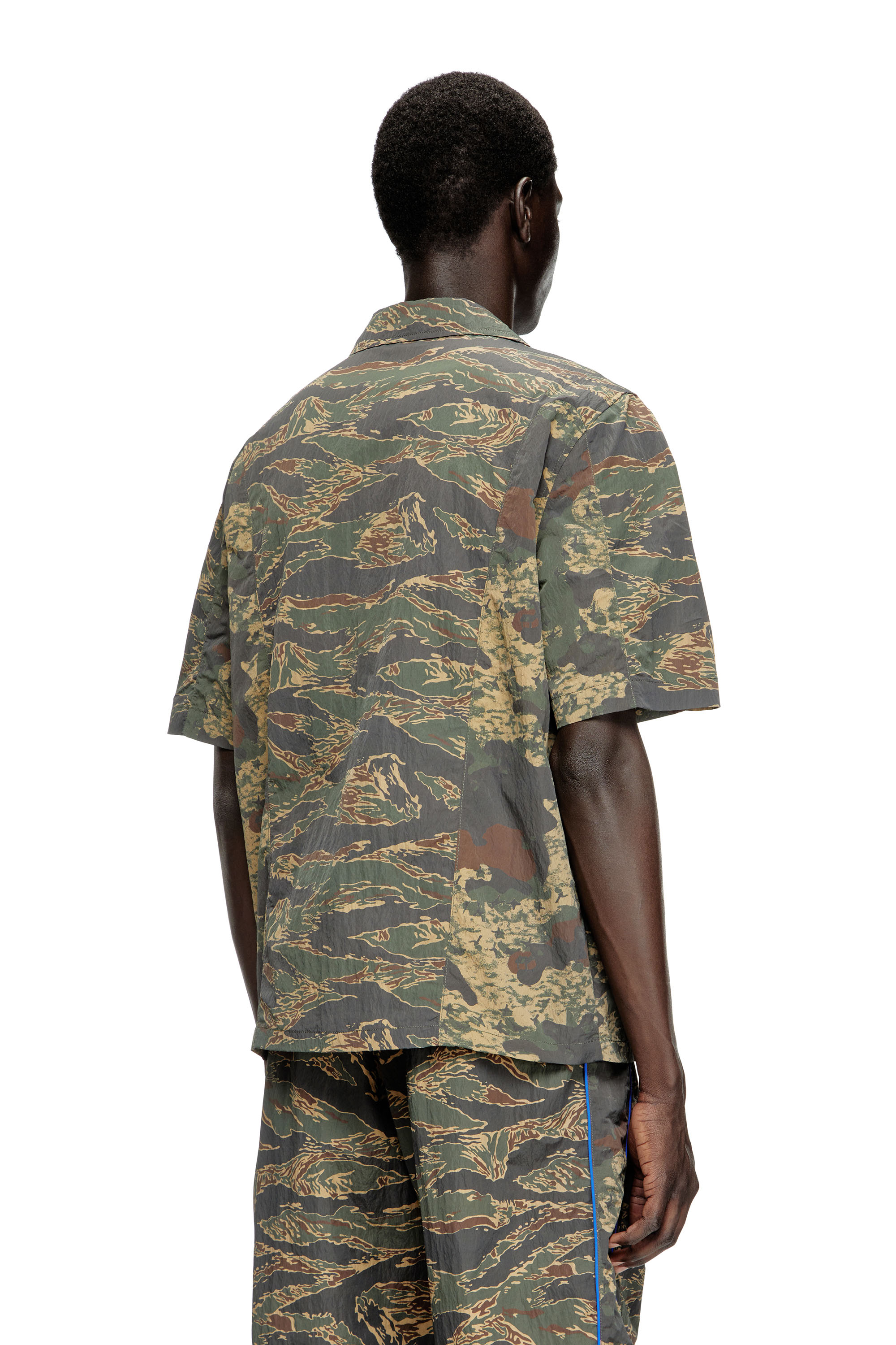 Diesel - S-BRACK-EPBW, Man's Shirt with mixed camo prints in Military Green - 2