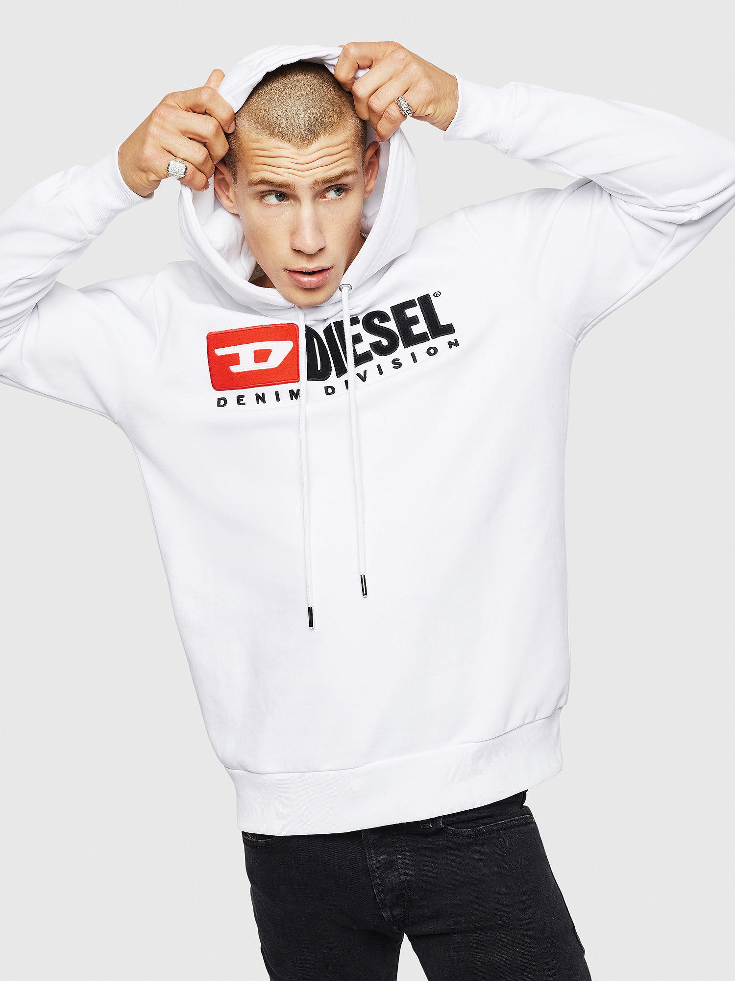 S-GIR-HOOD-DIVISION Men: Hoodie with tactile '90s logo | Diesel