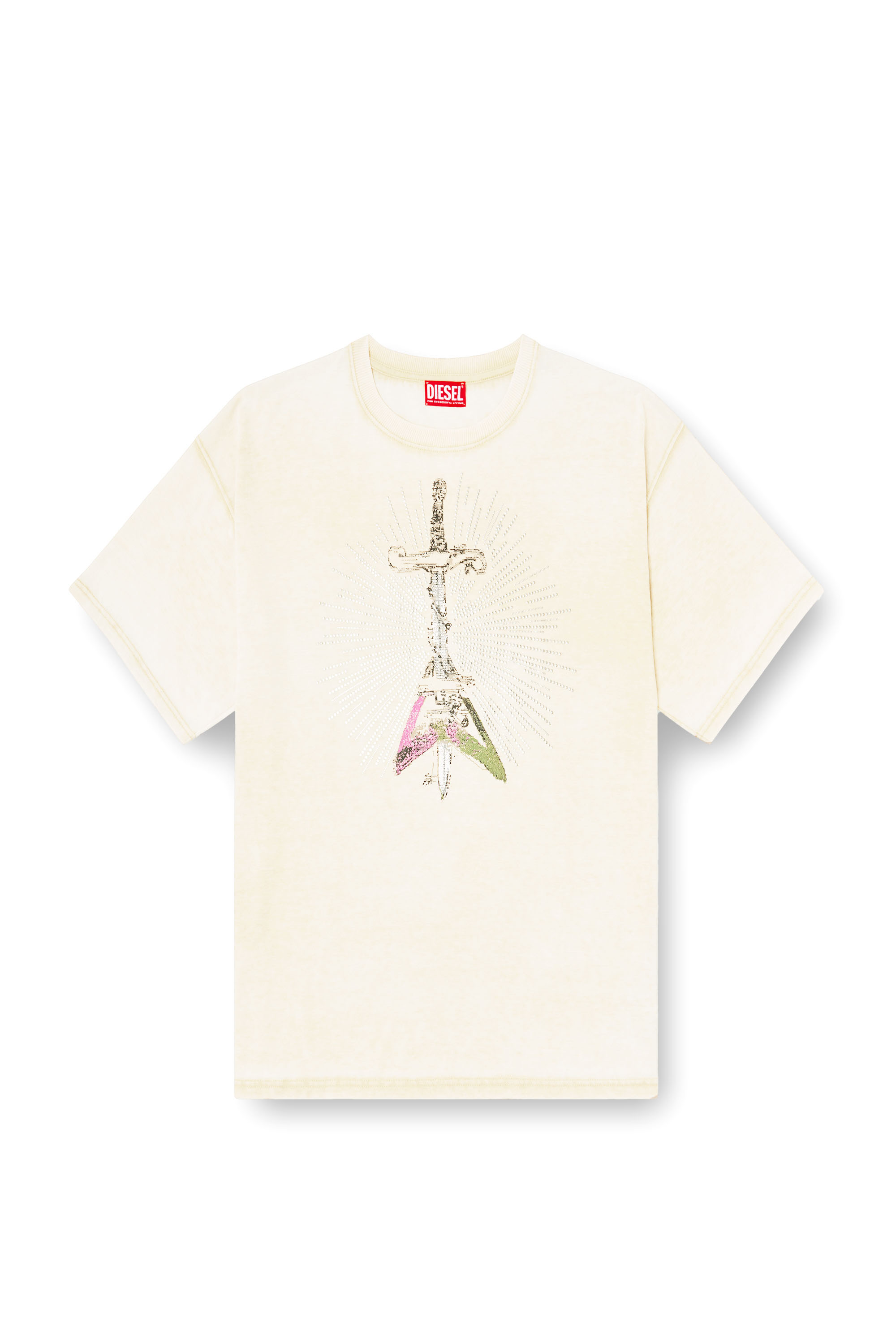 Diesel - T-BOXT-T18, Man's T-shirt with sword print in Beige - 3