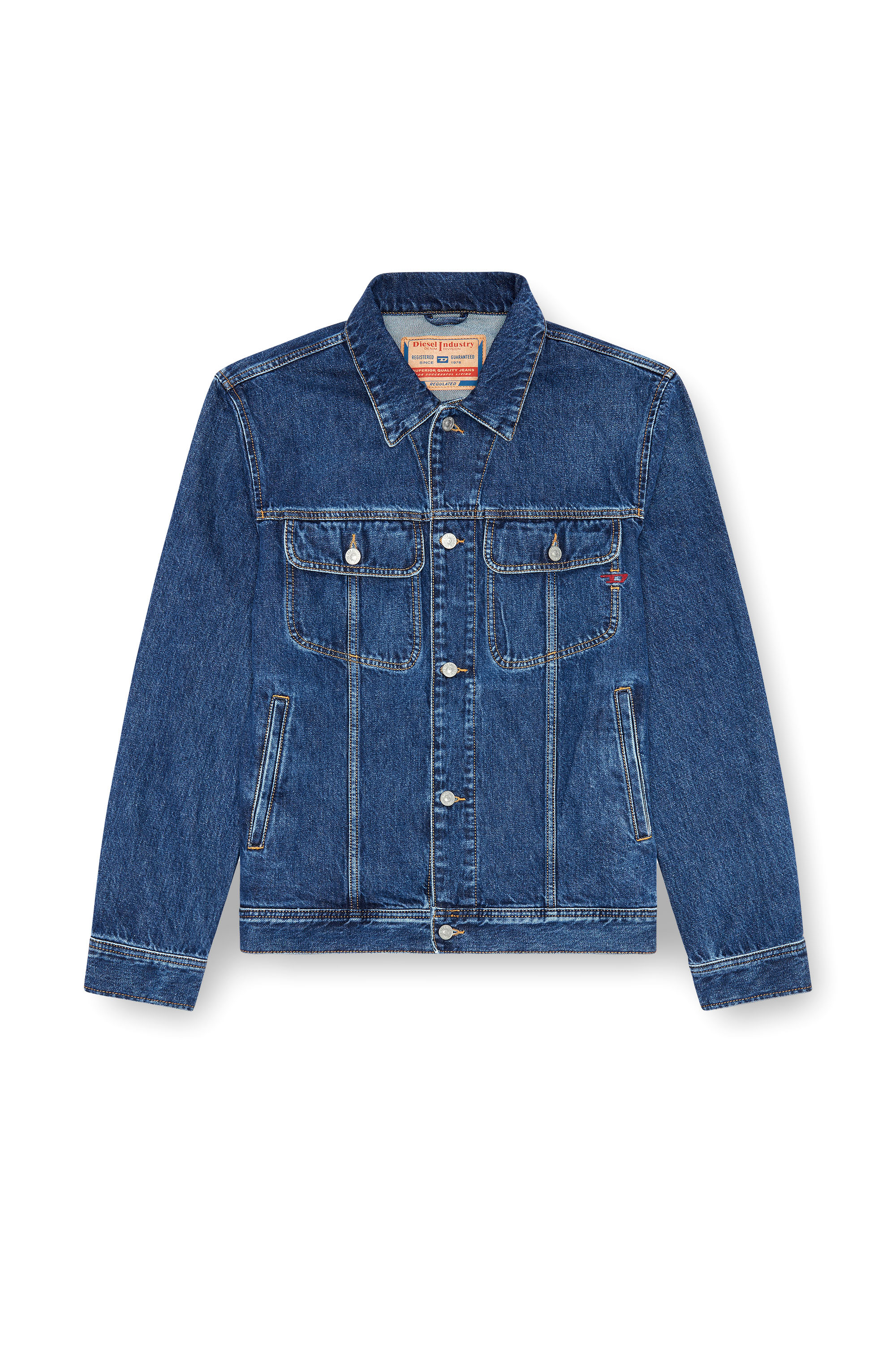 Diesel - D-BARCY, Man's Regular-fit trucker jacket in Medium blue - 5