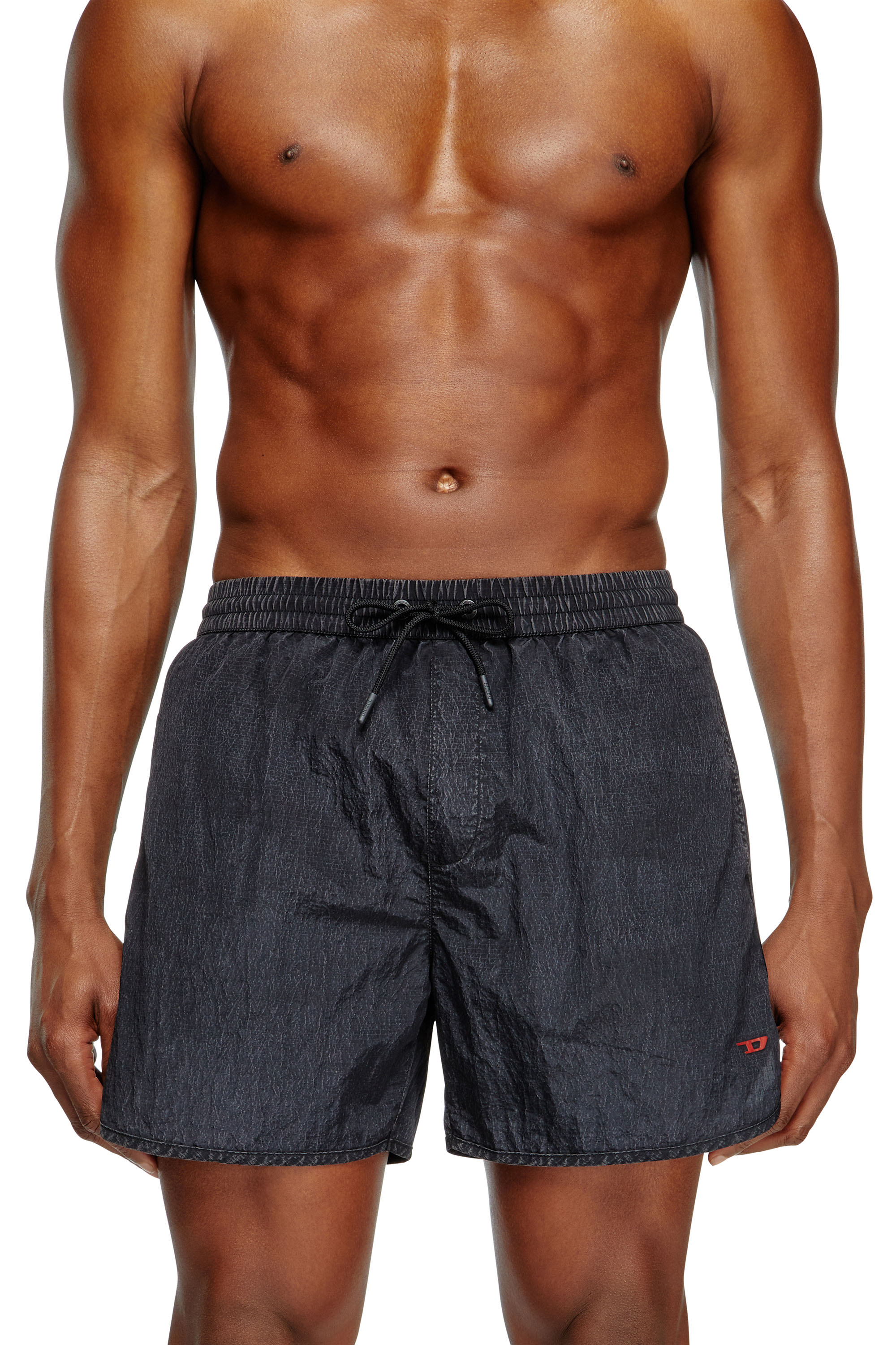 Diesel - JIMMIE-38-D-POP, Man's Mid-length swim shorts in treated ripstop in Black - 2