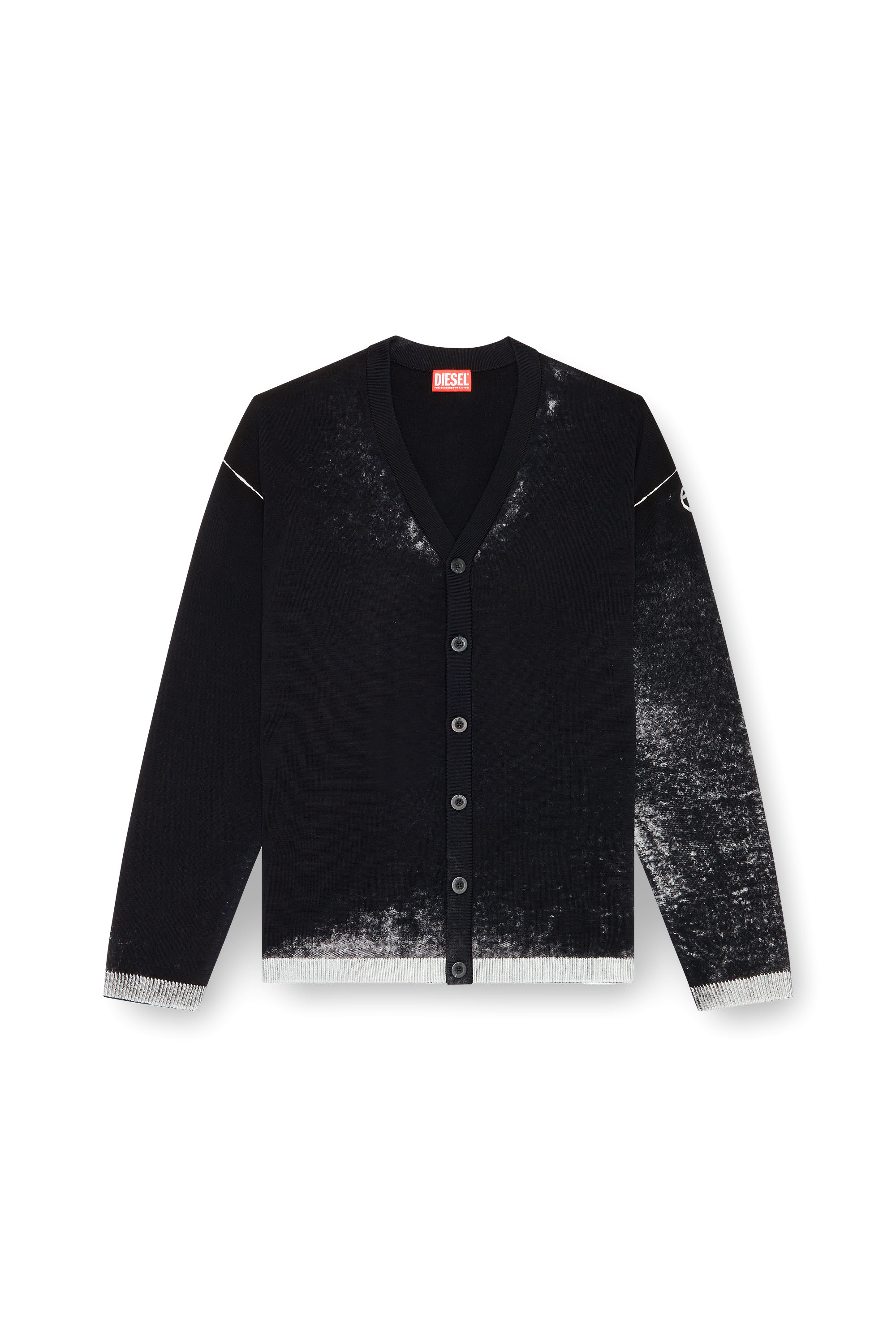 Diesel - K-LARENCE-CARDIGAN-B, Chaqueta de punto de algodón con estampado invertido Hombre in Negro - 5