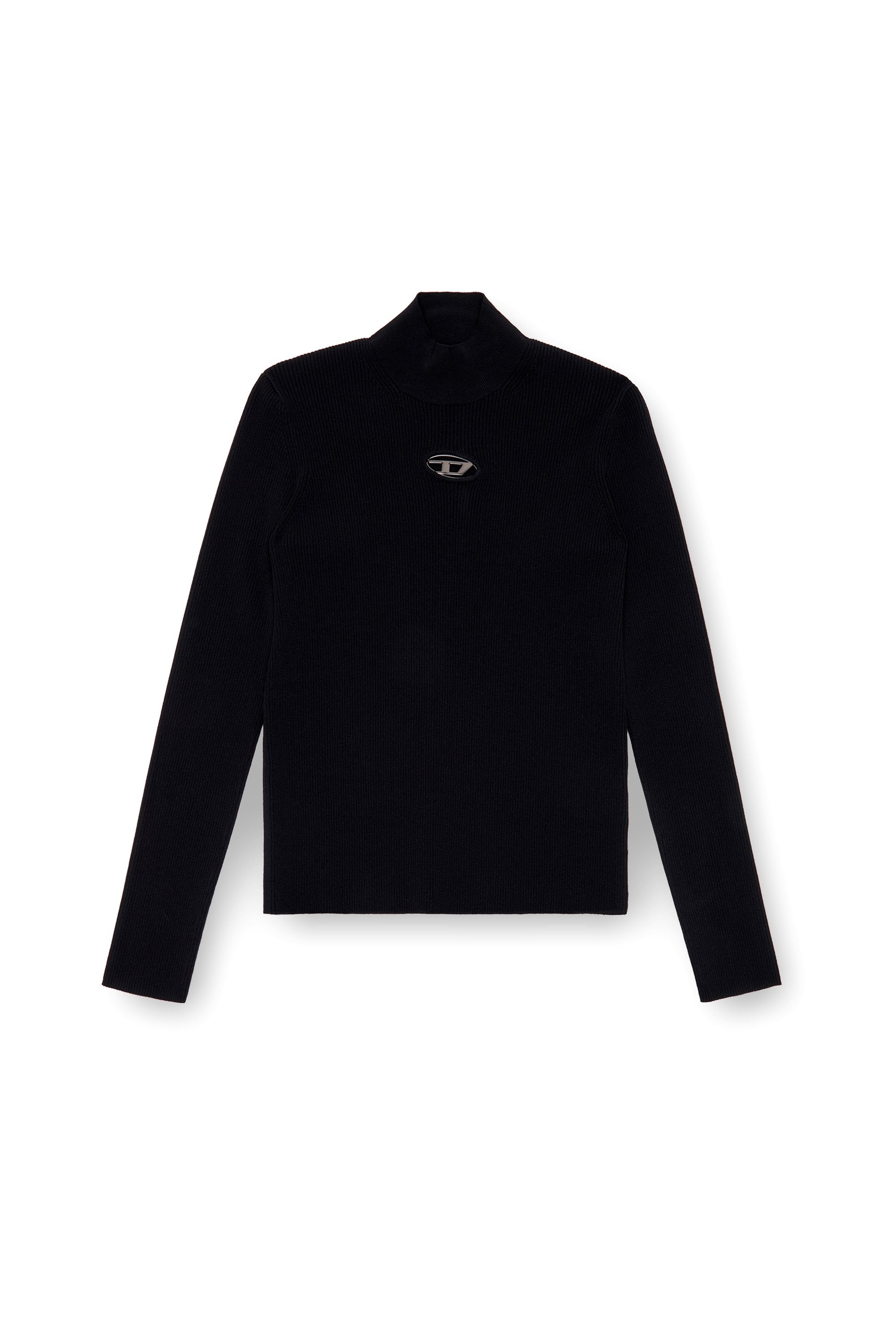 Diesel - K-ZACKARY, Man's Mock-neck jumper with Oval D in Black - 5