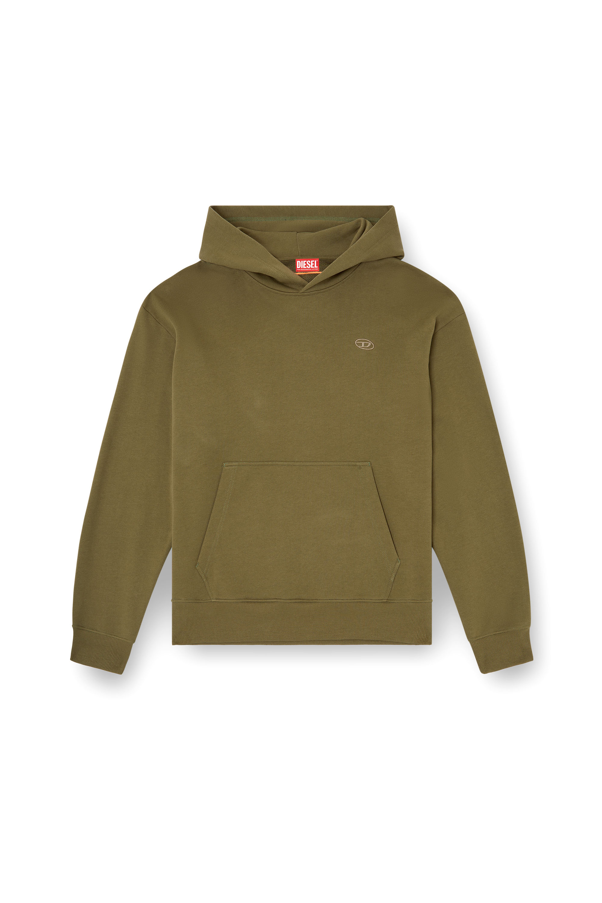 Diesel - S-MACS-HOOD-MEGOVAL-D, Man's Hoodie with logo embroidery in Military Green - 4