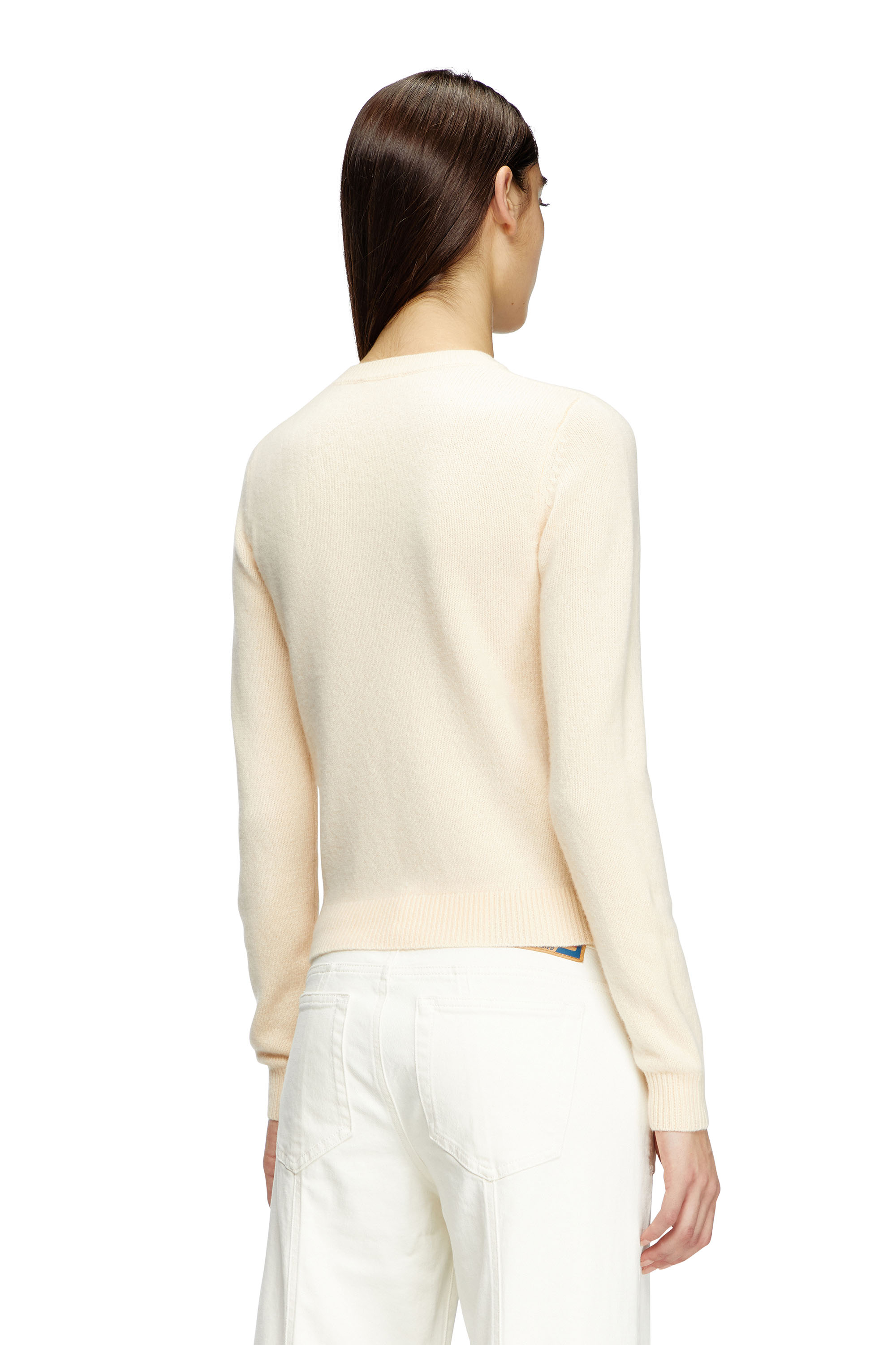 Diesel - M-AREESA-SLIM, Woman's Cashmere-blend jumper with cut-out logo in Beige - 3