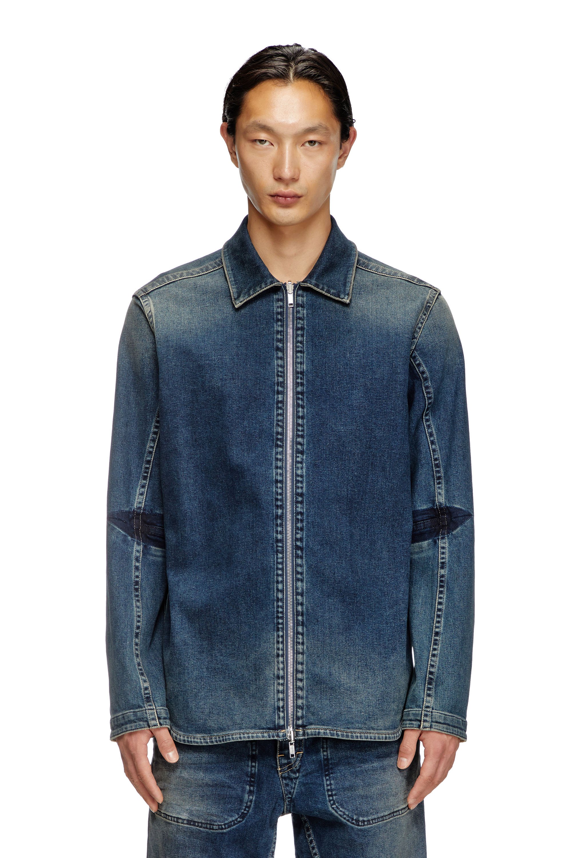 Diesel - D-SIMPLY-RE, Camisa con cremallera de Rehab denim Hombre in Azul marino - 1