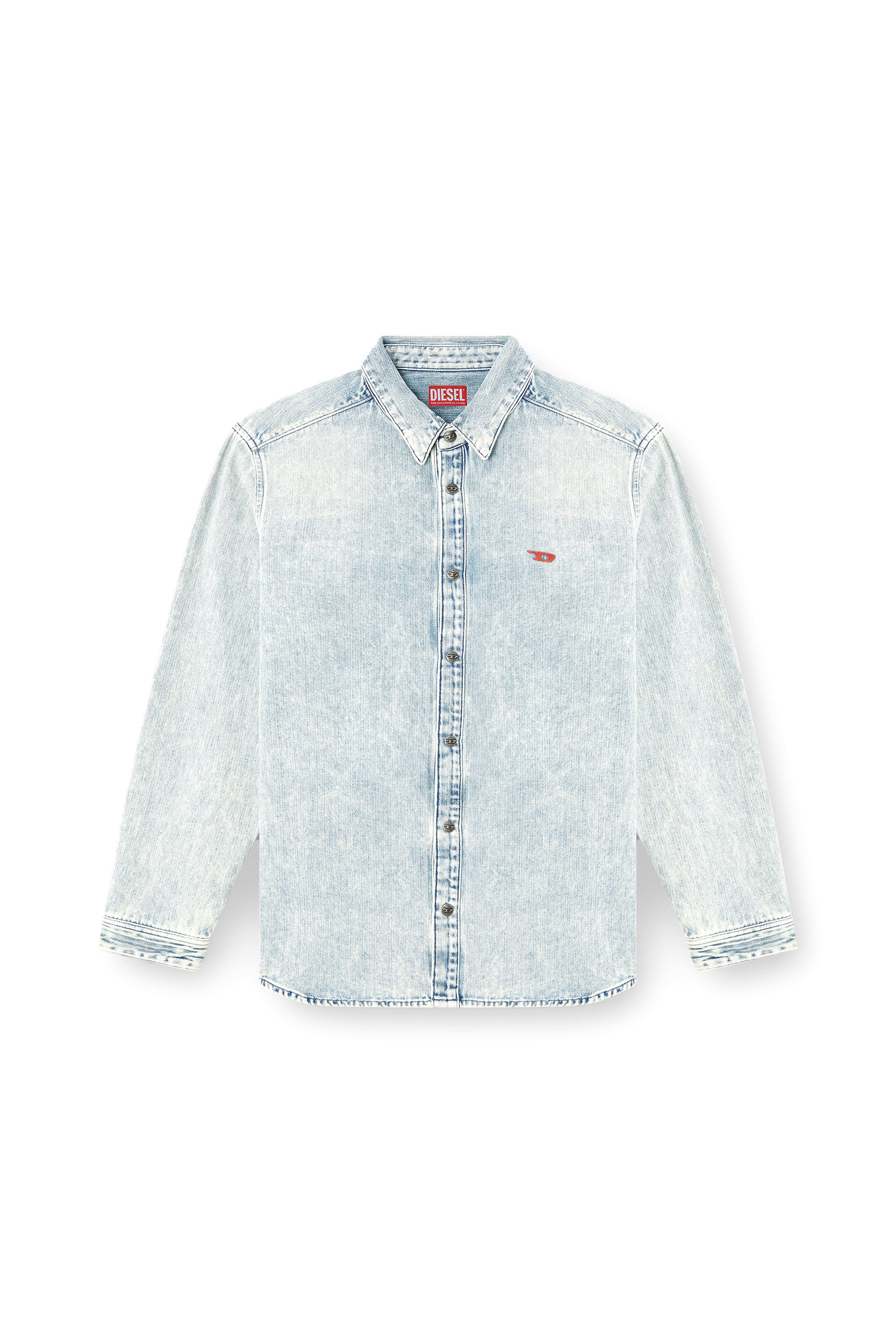 Diesel - D-SIMPLY, Man's Shirt in herringbone denim in Light Blue - 4