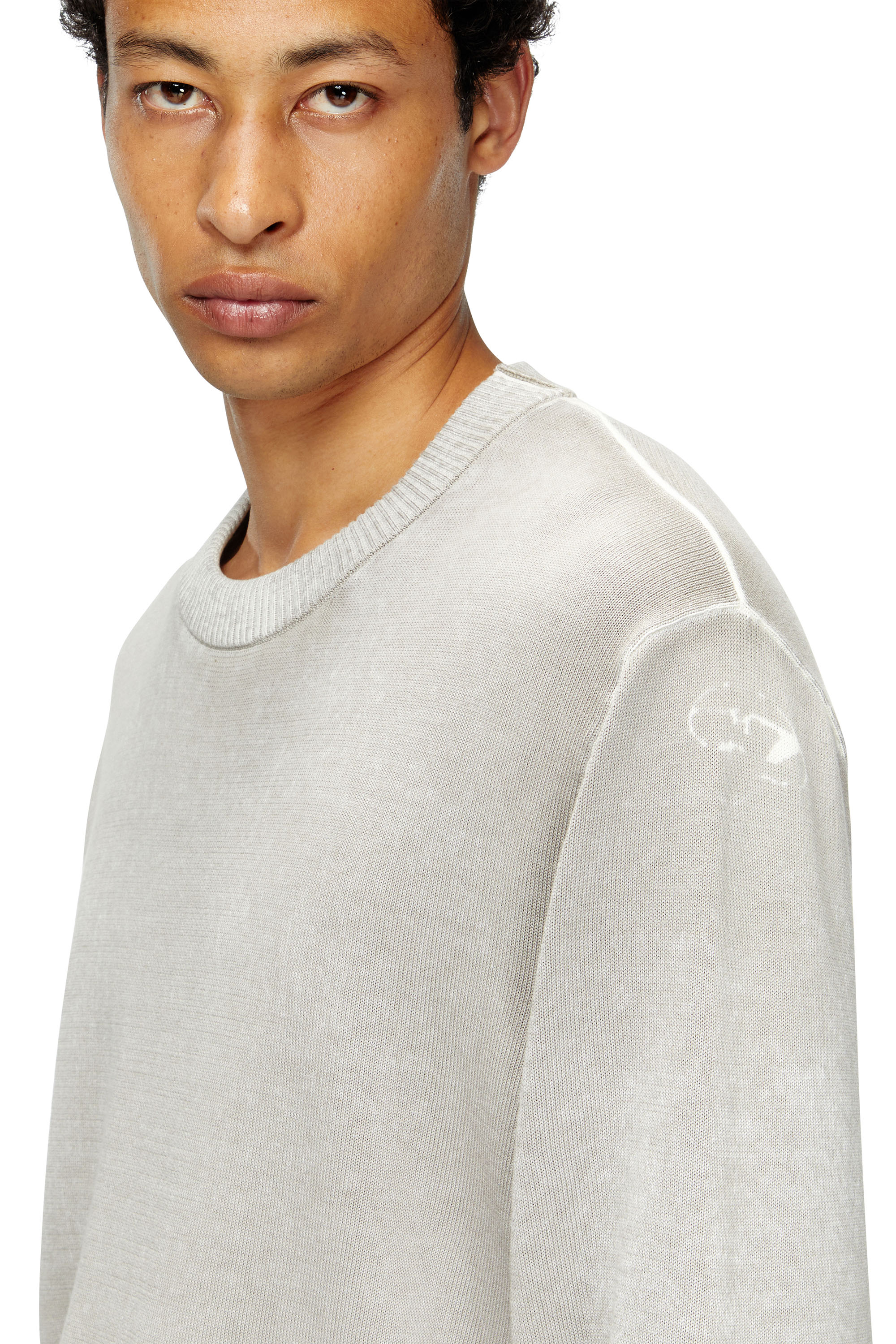 Diesel - K-LARENCE-B, Man's Reverse-print cotton jumper in Light Grey - 4
