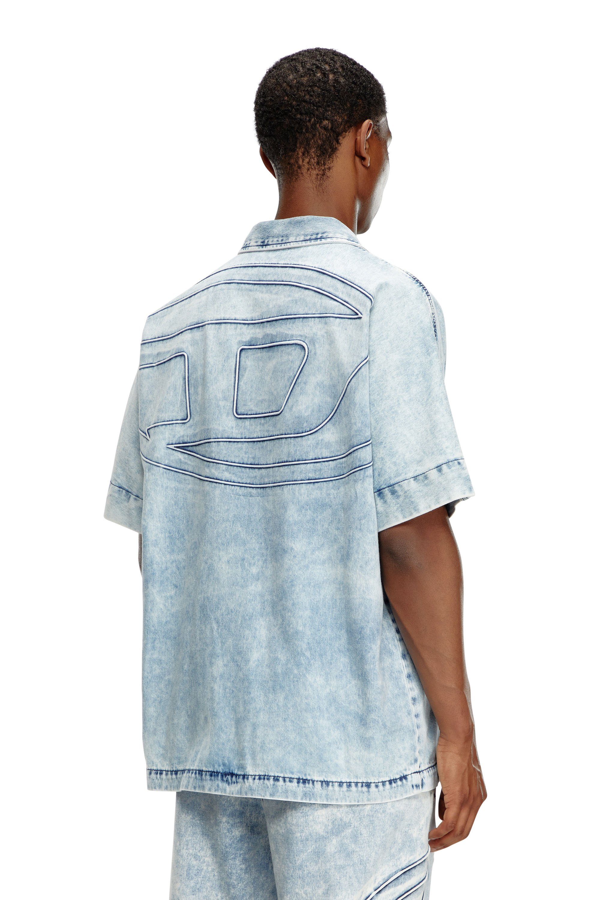 Diesel - D-NABIL-S, Hombre Camisa de bolos en denim con Oval D in Azul marino - Image 1