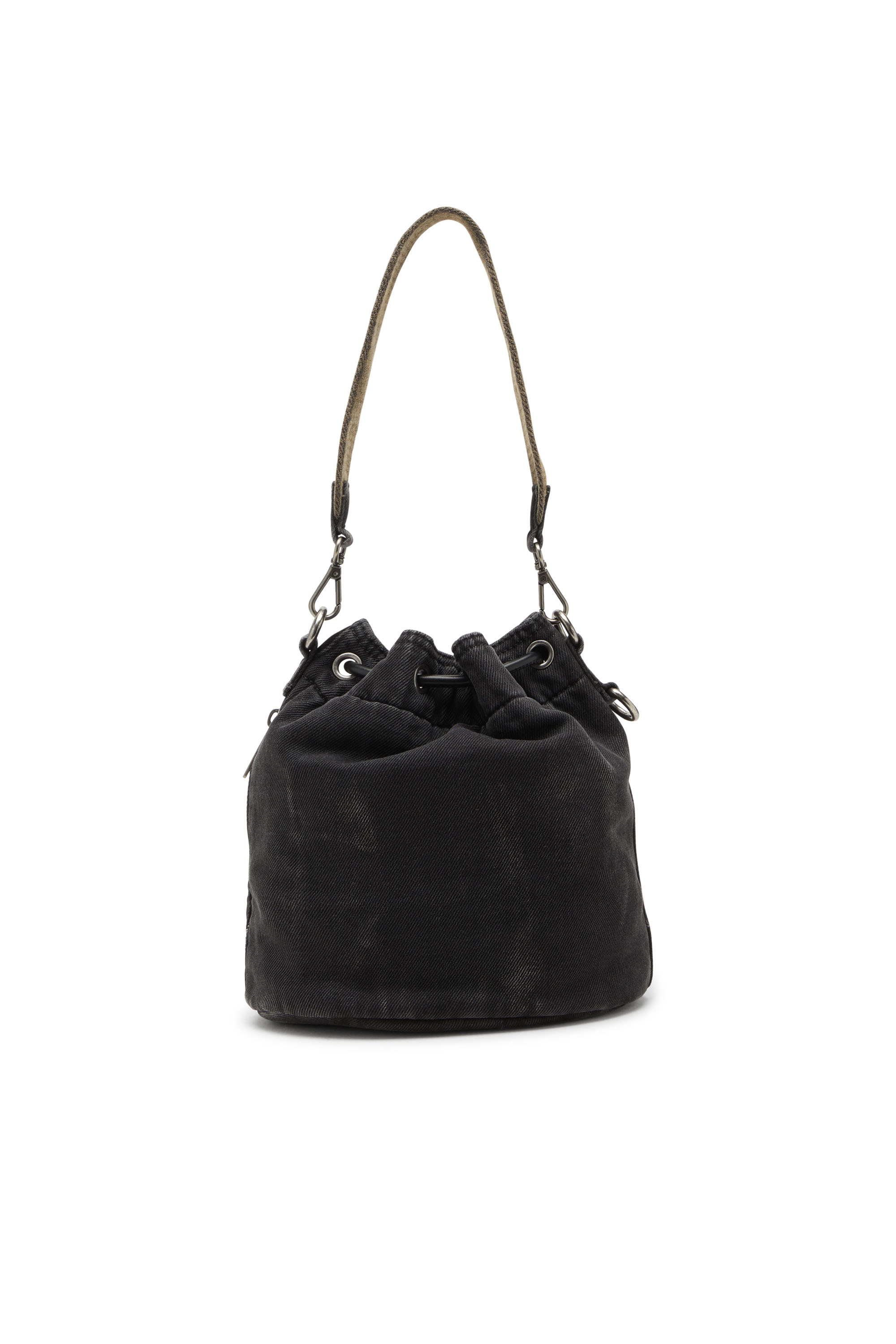 Diesel - MULTI-PKTS BUCKET X, Multi-Pkts-Bolso tipo cubo multibolsillo en denim lavado Unisex in Negro - 3