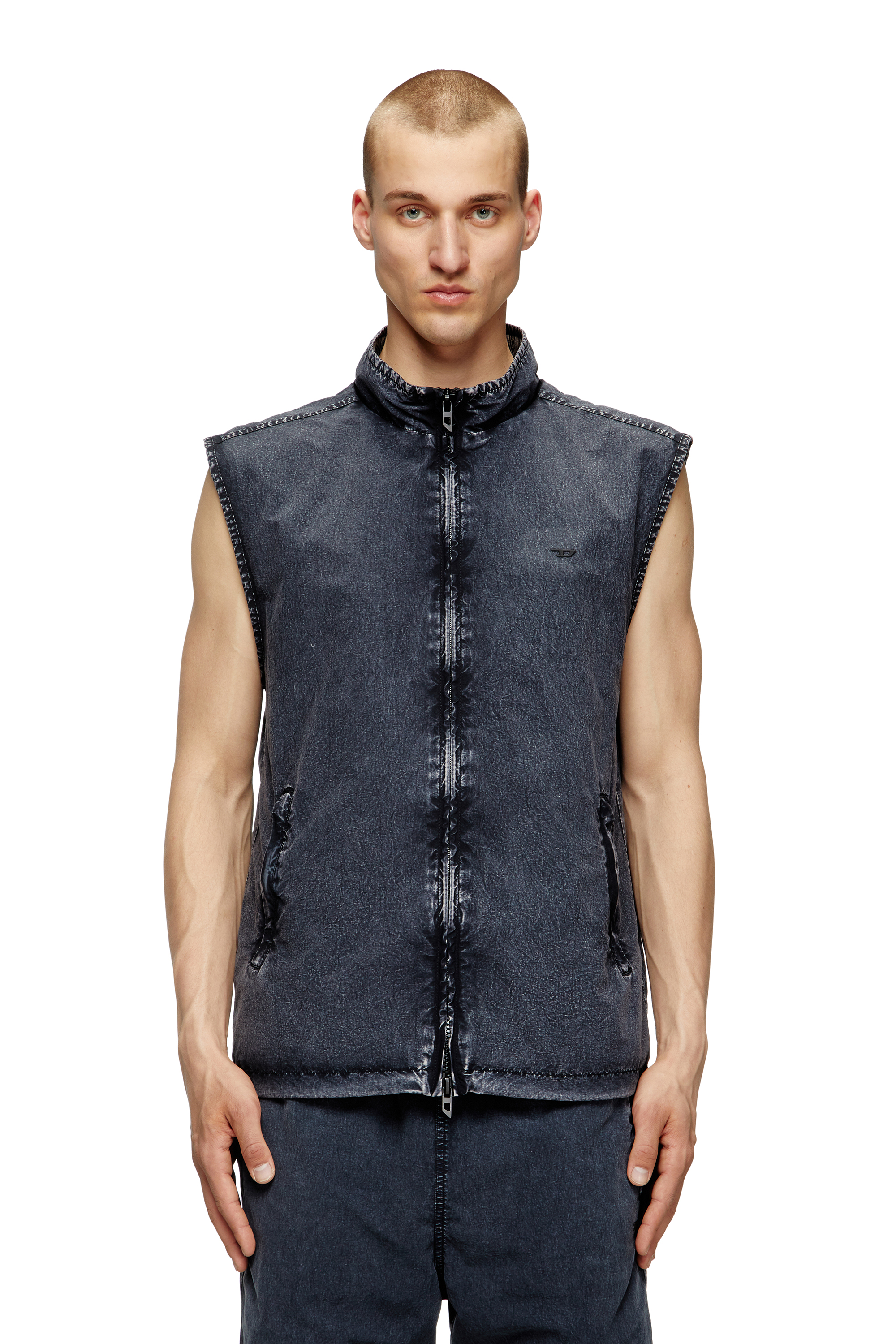 Diesel - J-ERB, Chaleco en taslan de nailon reciclado Hombre in Azul marino - 1
