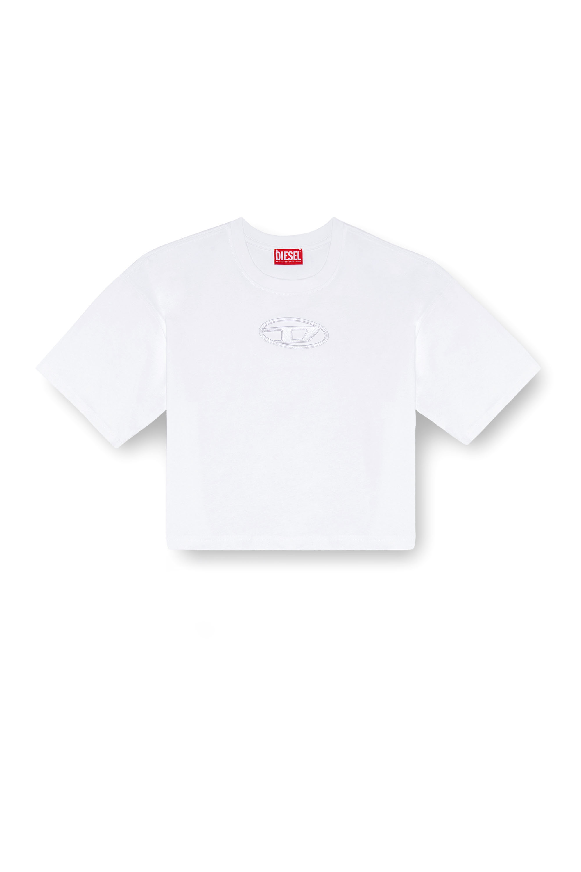 Diesel - T-BUXT-CROP-OD, Woman Boxy T-shirt with cut-out Oval D logo in White - Image 4