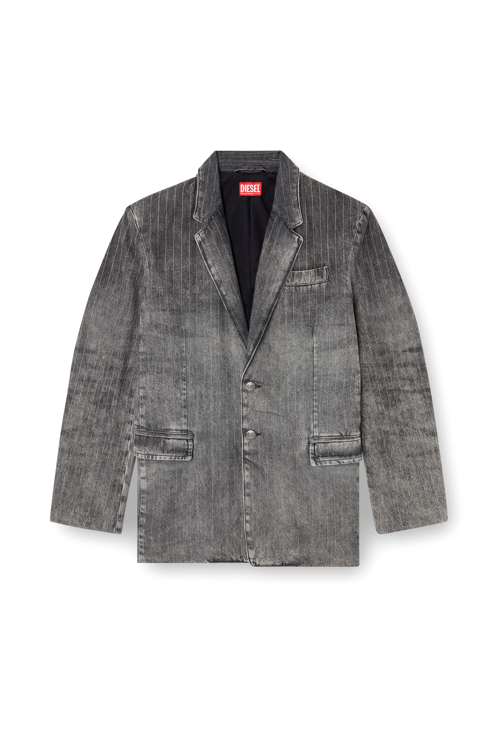 Diesel - D-REGER-S, Blazer en denim a rayas finas de sastrería Unisex in Negro - 7