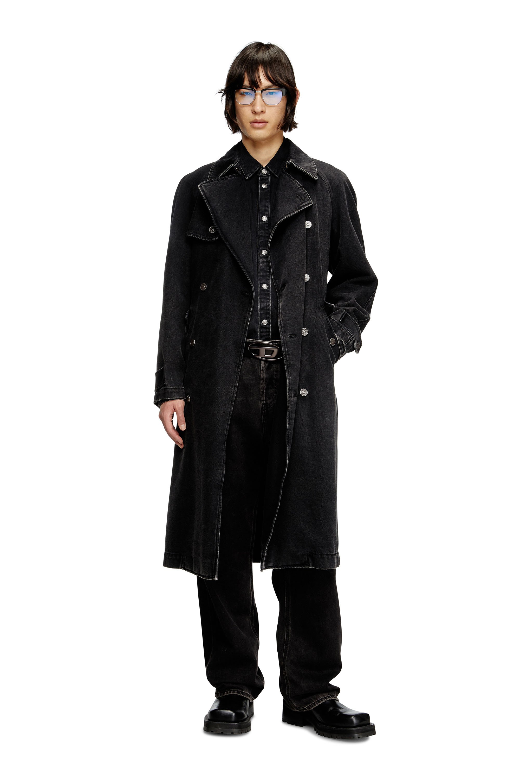 Diesel - D-DELIRIOUS-D, Gabardina en denim de lavado impecable Hombre in Negro - 1