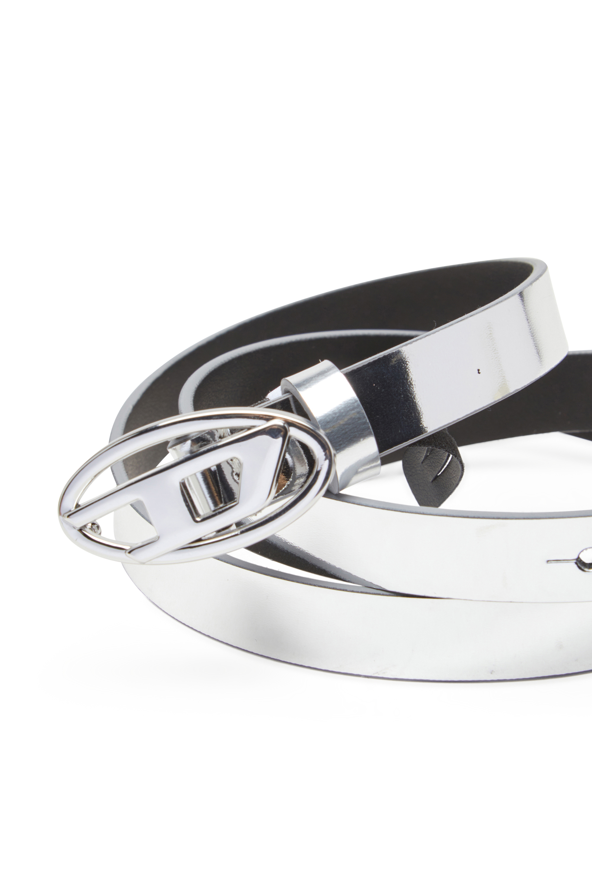 Diesel - B-1DR 15, Cinturón de 1,5 cm con acabado metálico espejado Mujer in Plateado - 3