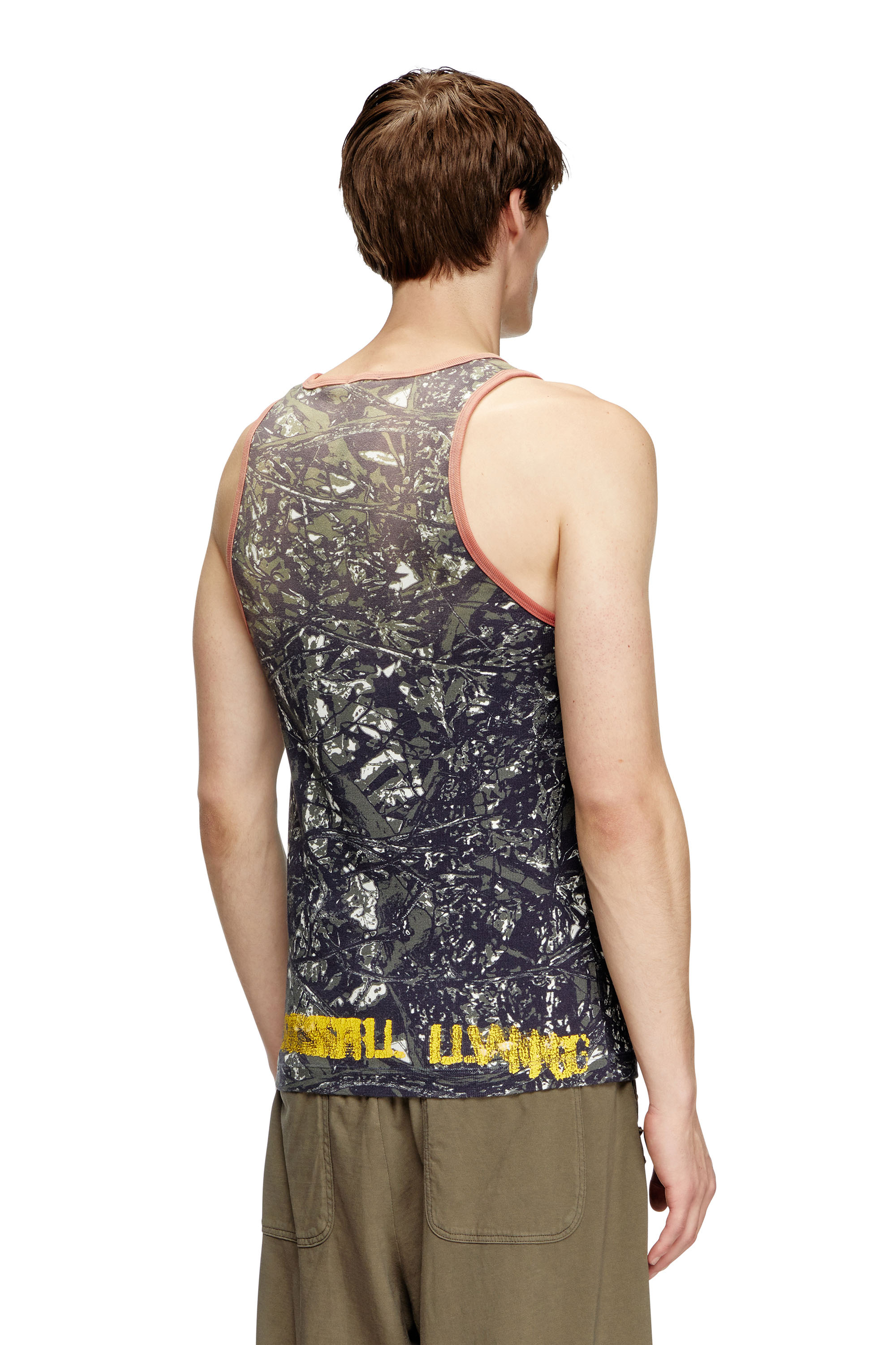 Diesel - T-LIFTY-CAMOU, Man's Camo print vest with contrasting trims in Black/Green - 3