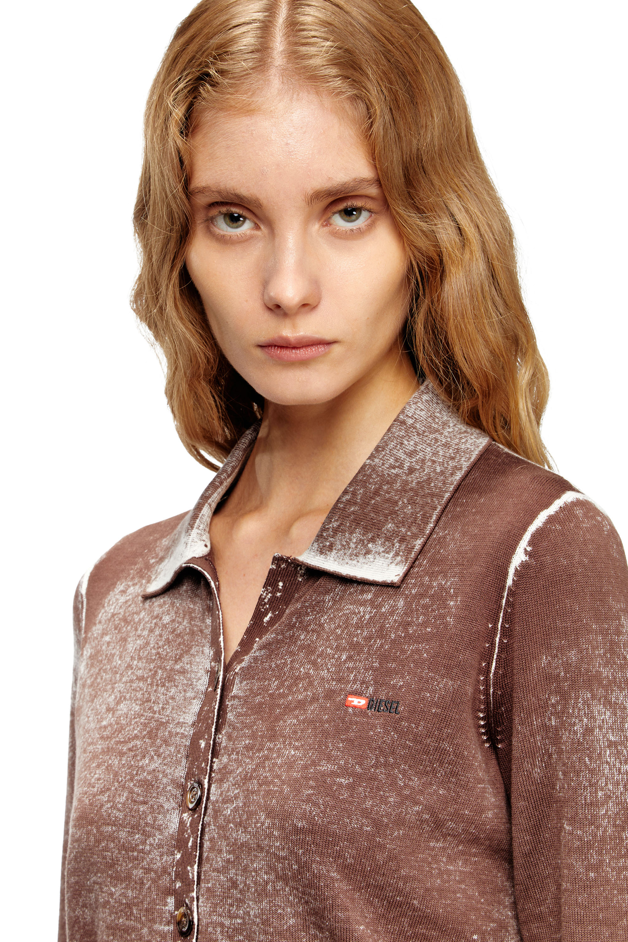 Diesel - M-LOREN, Cardigan with faded reverse print Mujer in Marrón - 4