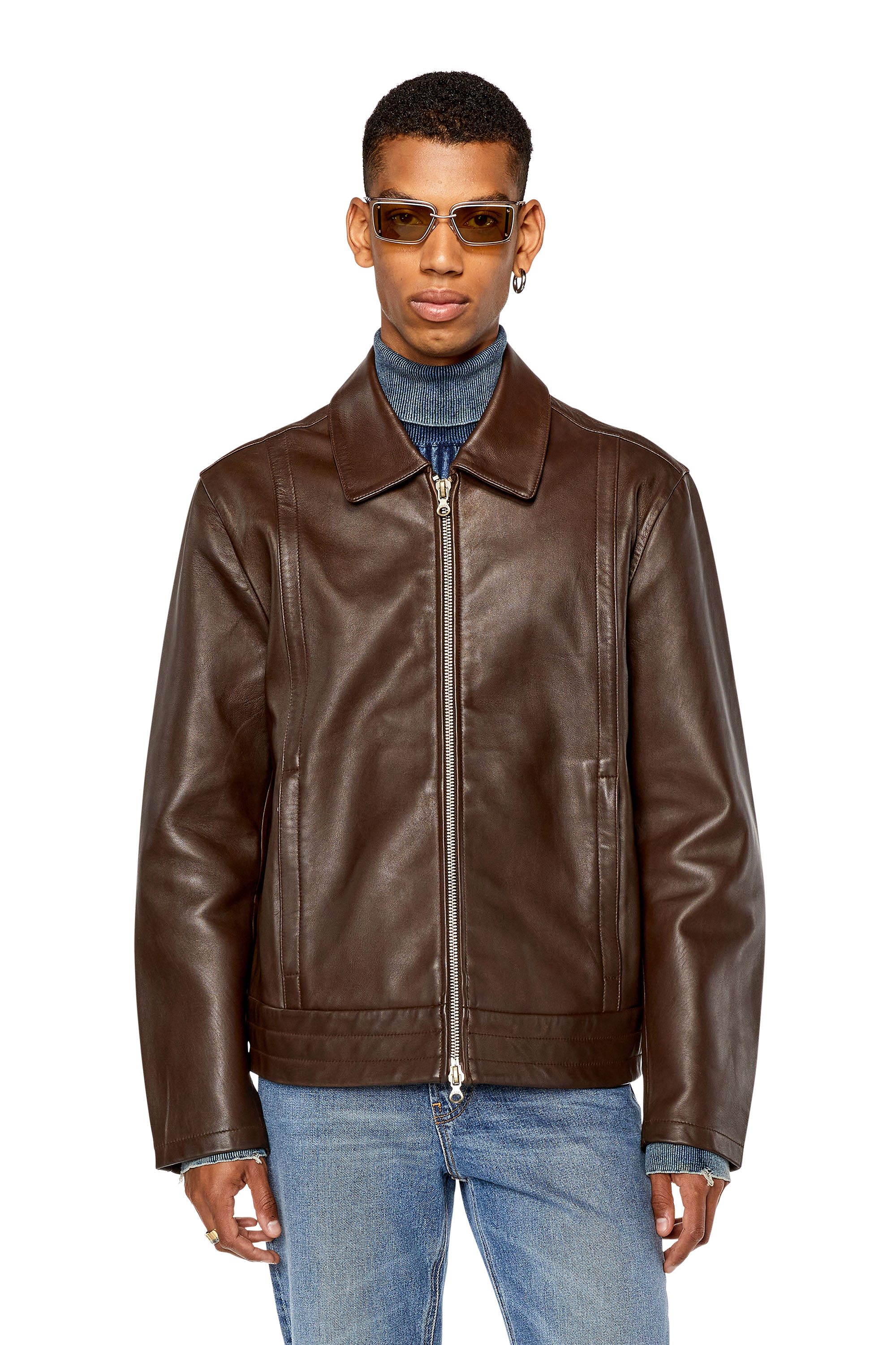 Buy Hiller Men Brown Leather Jacket (M) Online at Best Prices in India -  JioMart.
