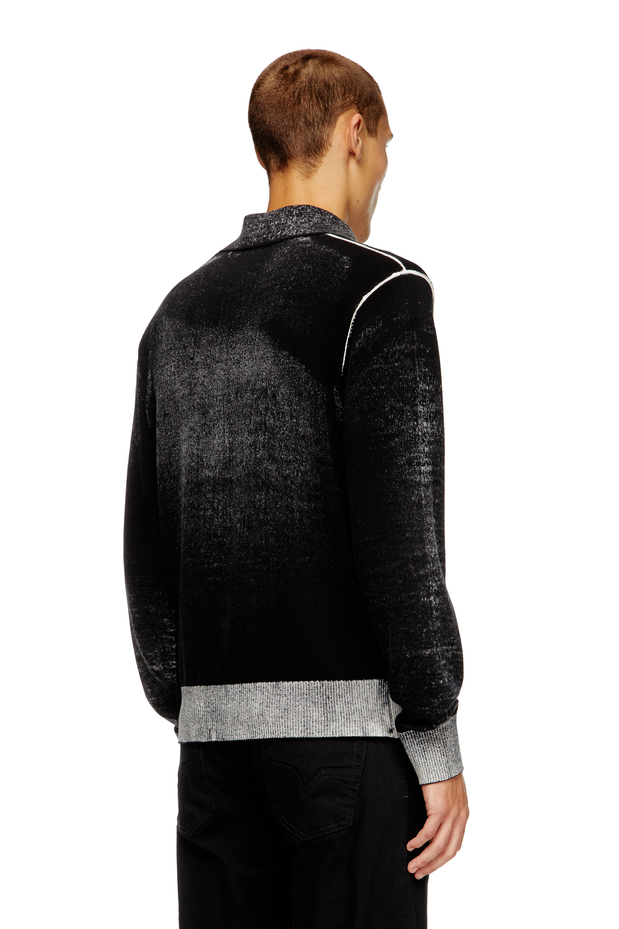 Diesel - K-LORENZO, Man's Reverse-print polo jumper in Black - 2