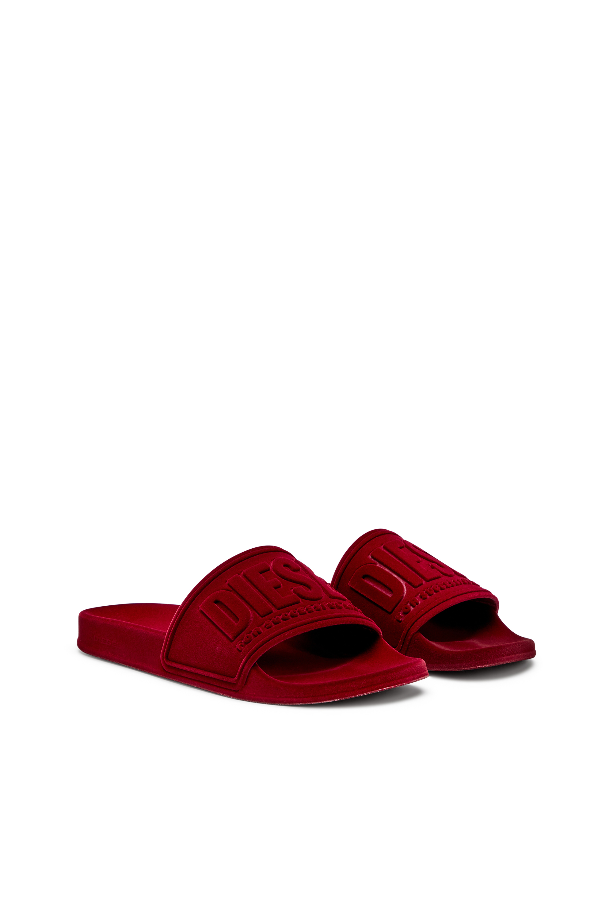 Diesel - SA-MAYEMI CC W, Woman's Sa-Mayemi-Pool slides with velvety flocking in Red - 2