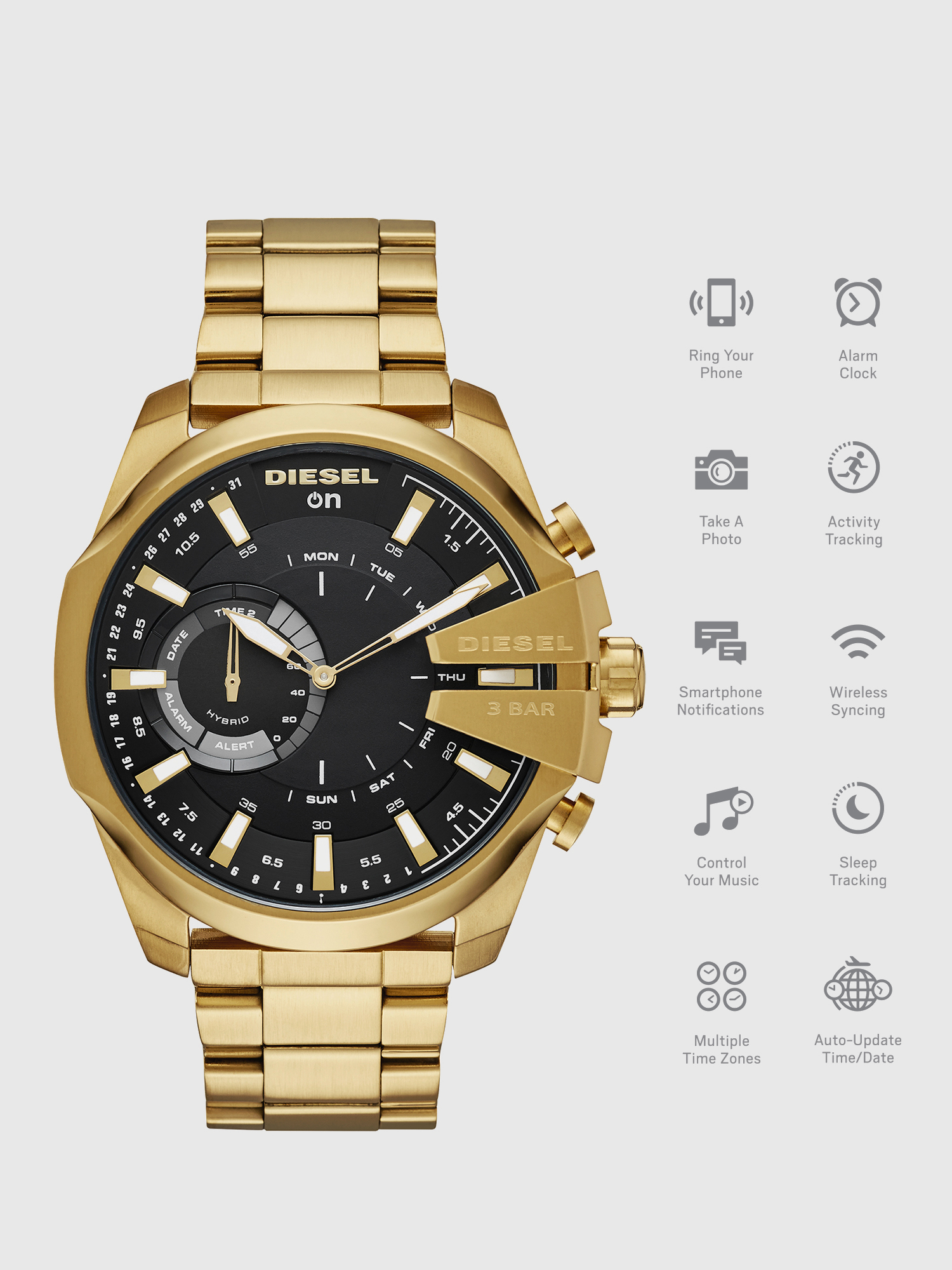 Man: Mega Chief Hybrid gold-tone hybrid smartwatch | Diesel