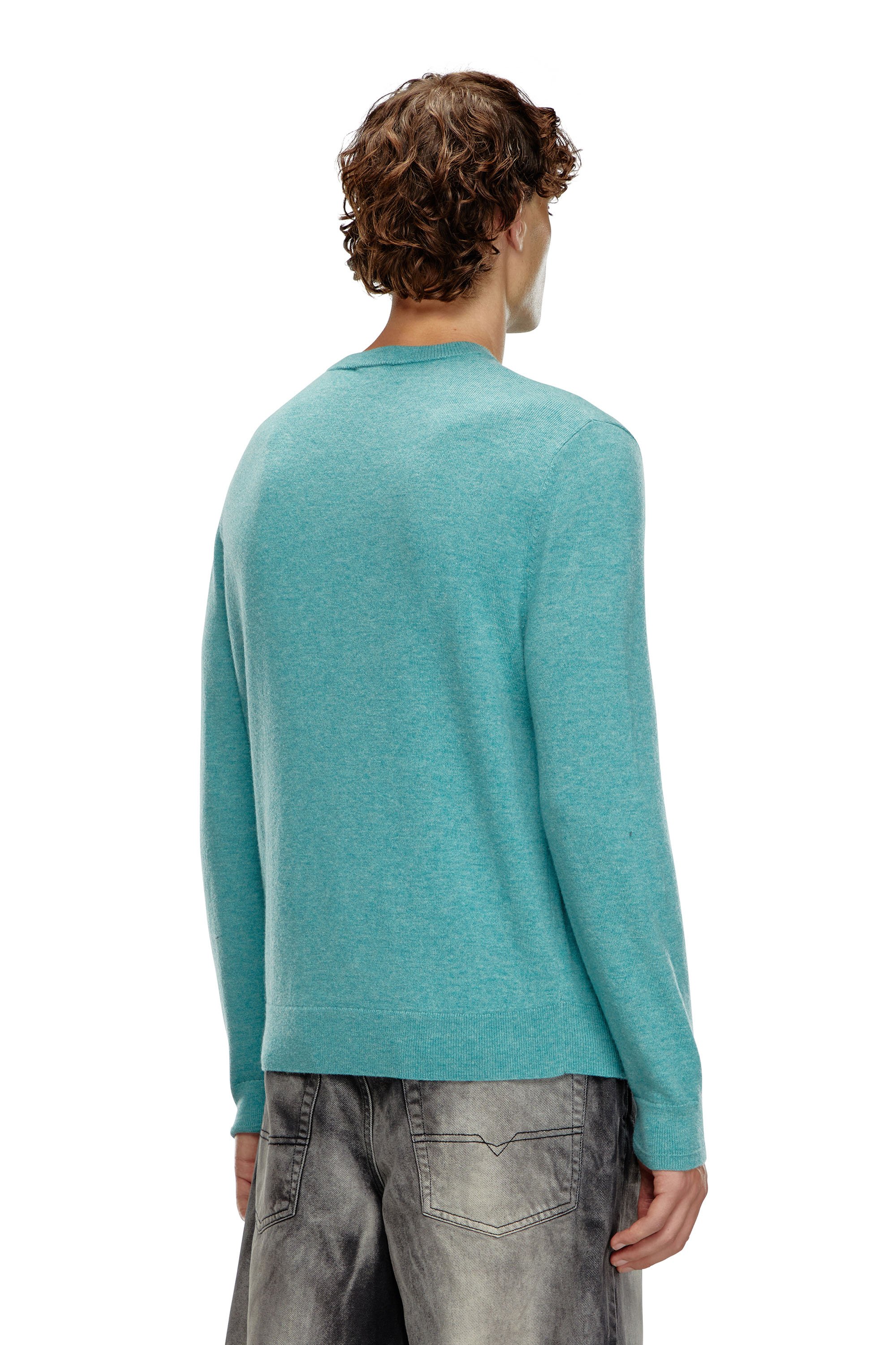 Diesel - K-VIERI, Man's Wool and cashmere jumper in Azure - 3