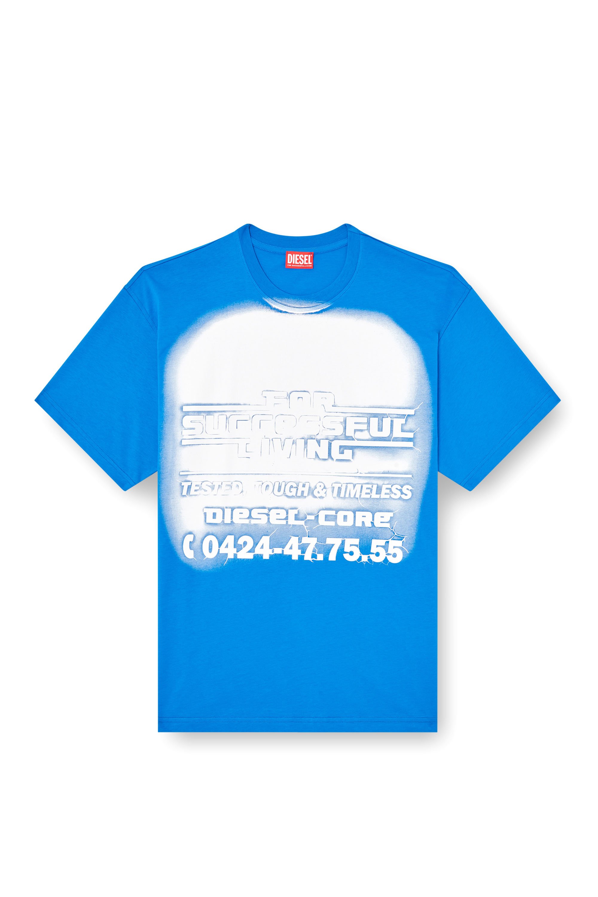 Diesel - T-BOXT-R15, Man's T-shirt with blowout logo graphic in Blue - 4